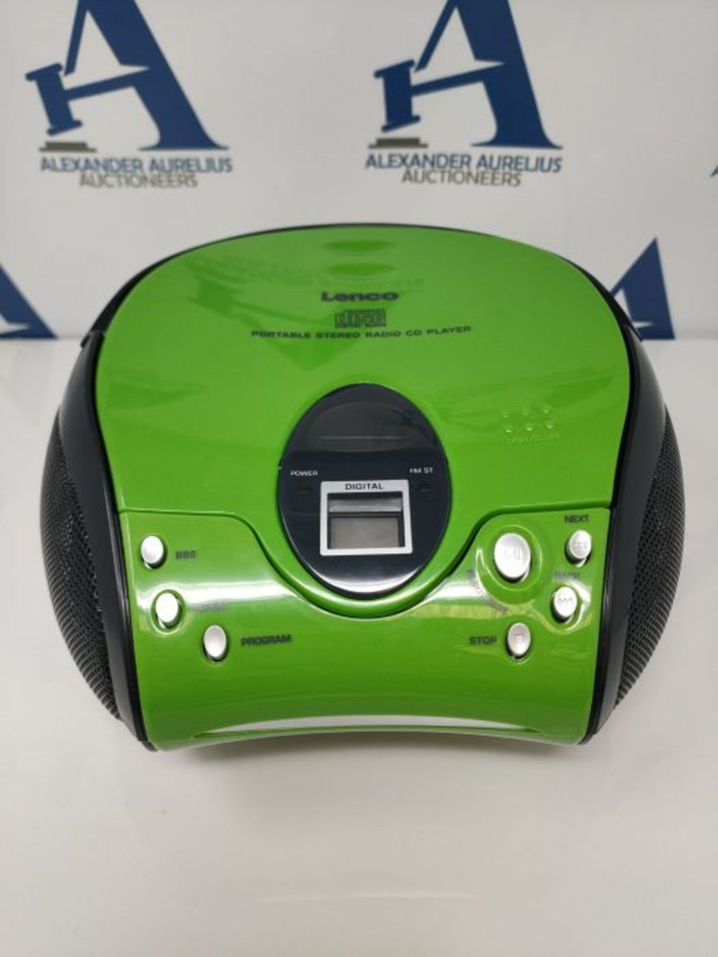 RRP £56.00 Lenco SCD-24 Portable Stereo Boombox with CD Player & FM Radio  Green/Black - Image 2 of 3