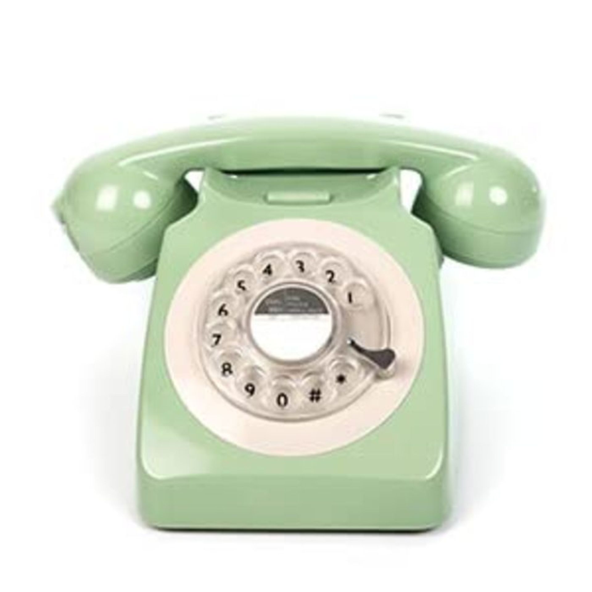RRP £51.00 GPO 746ROTARYGREEN Retro Telefon mit WÃ¤hlscheibe im 70er Jahre Design MinzgrÃ¼n