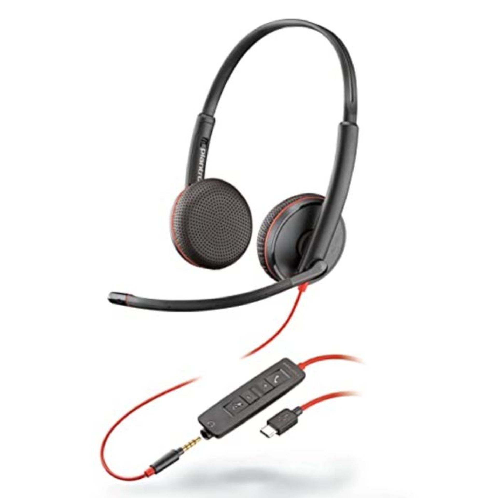 RRP £62.00 Plantronics - Blackwire 3225 - Wired Dual-Ear (Stereo) Headset with Boom Mic - USB-C t