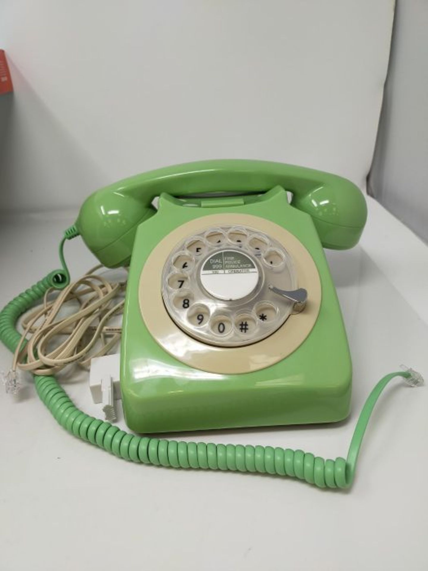 RRP £51.00 GPO 746ROTARYGREEN Retro Telefon mit WÃ¤hlscheibe im 70er Jahre Design MinzgrÃ¼n - Image 3 of 3