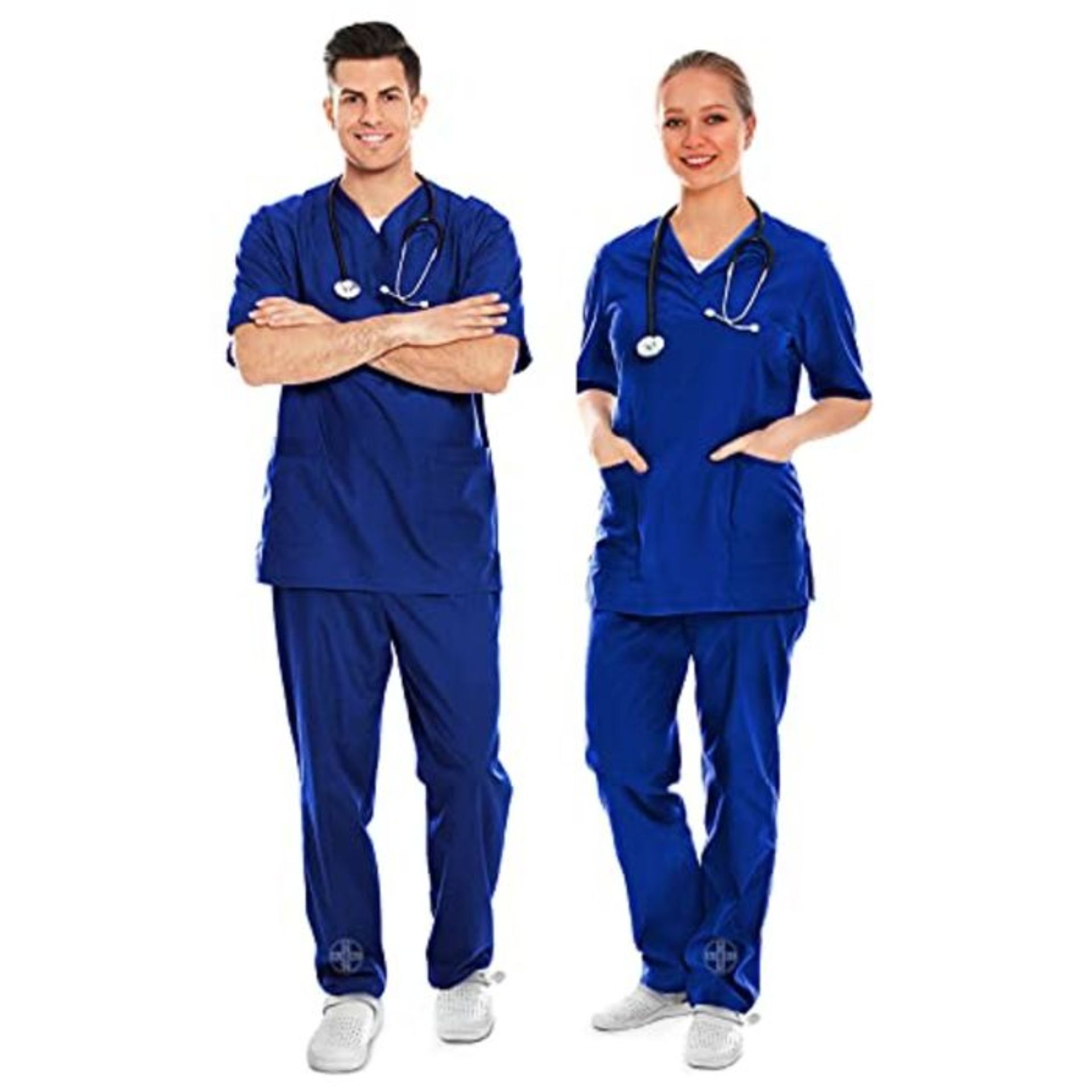 AIESI® Medical Uniform for Men and Women 100% sanforized Cotton Pant and V-Neck Scrub