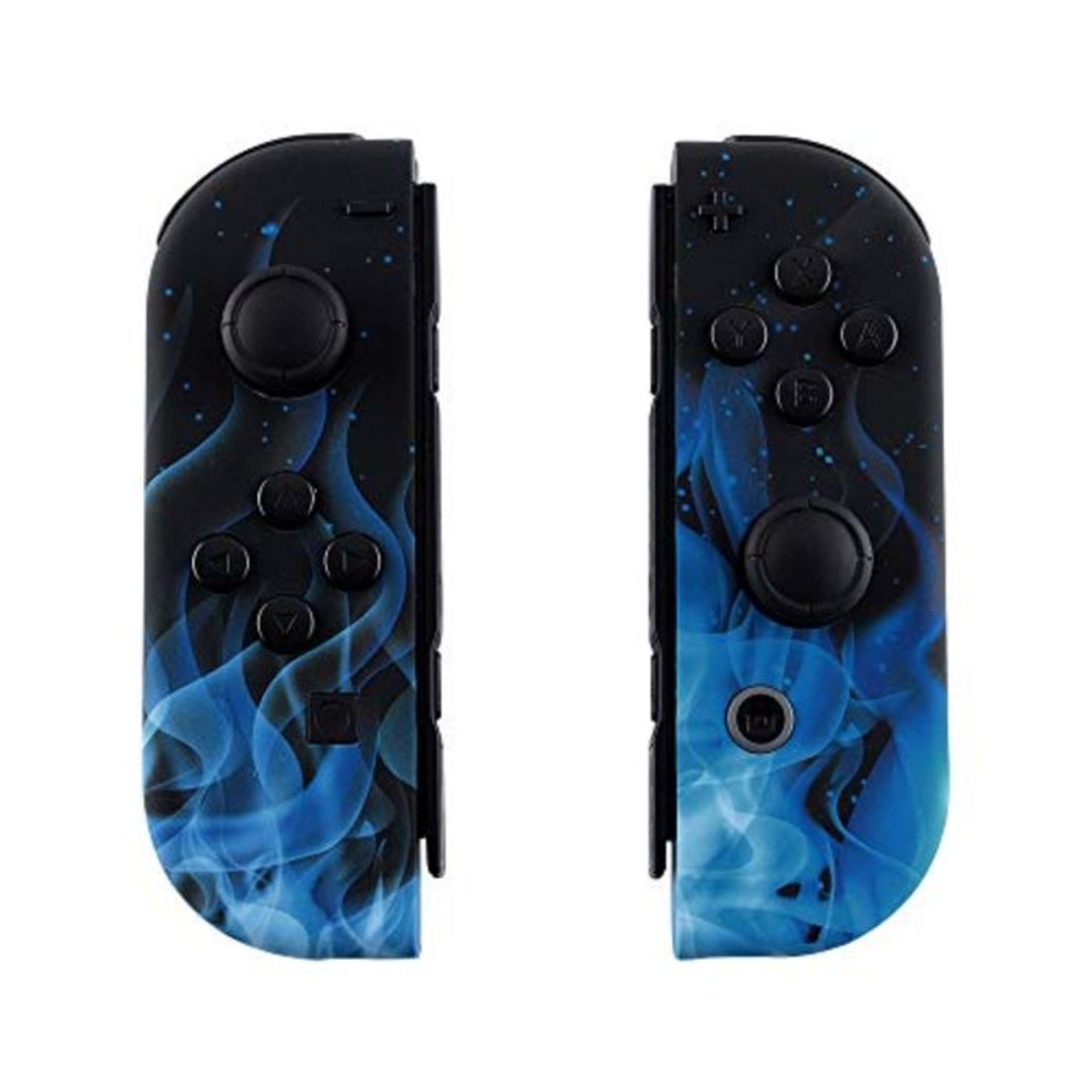 eXtremeRate Blue Flame Patterned Soft Touch Grip Joy con Handheld Controller Housing w