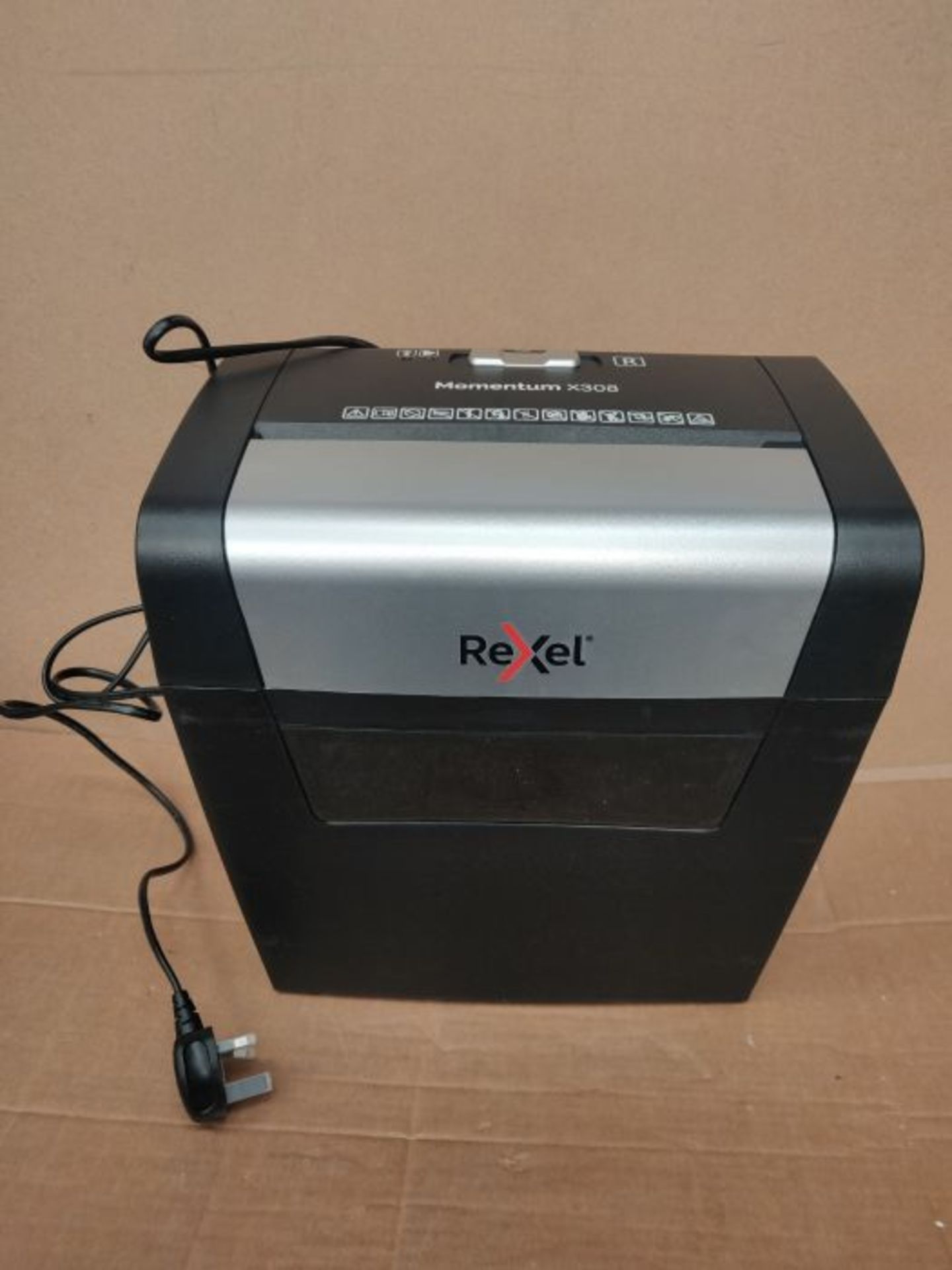 Rexel Momentum X308 Cross Cut Paper Shredder, Shreds 8 Sheets, 15 Litre Bin, Black, 21 - Image 3 of 3