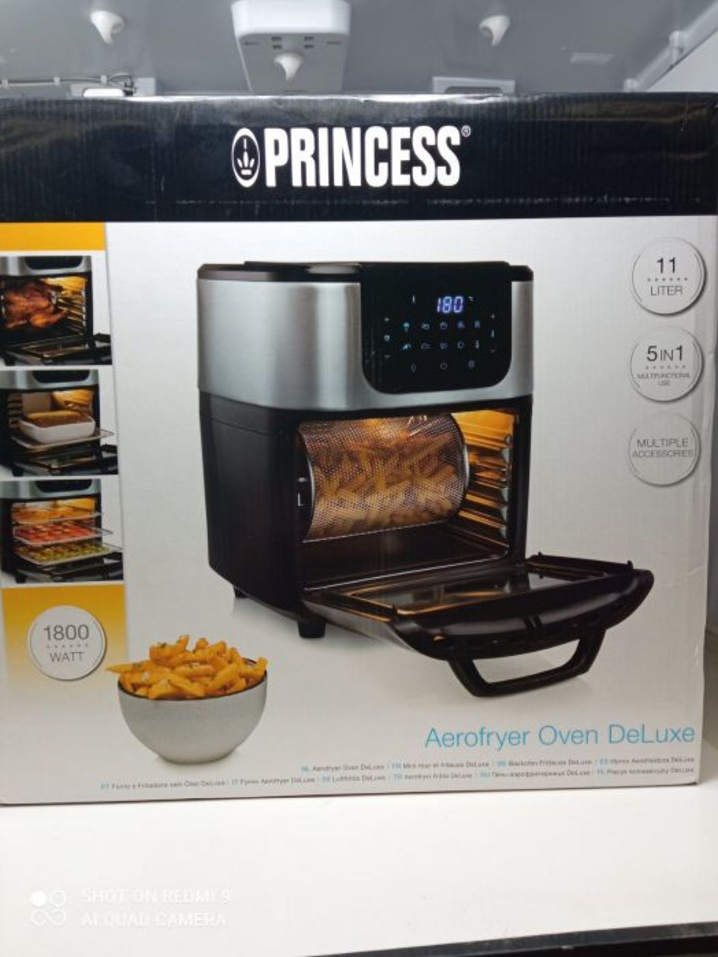 RRP £154.00 Princess Friggitrice ad Aria Forno Deluxe, 1800 W, 11 Litri, Schermo Tattile Digitale,