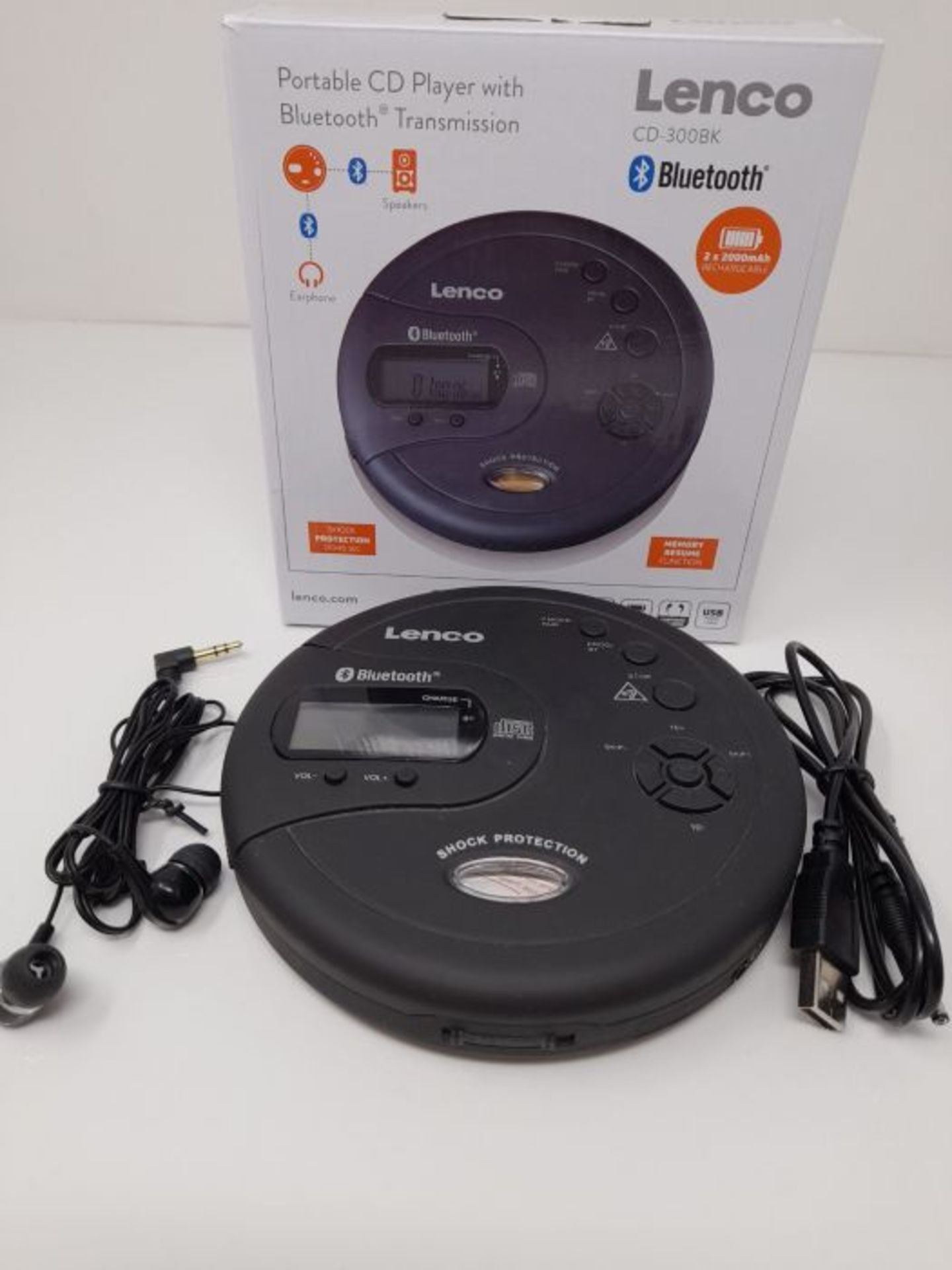 RRP £59.00 Lenco CD-300 - Portable CD Player Walkman - Bluetooth Diskman - CD Walkman - MP3 Funct - Image 3 of 3