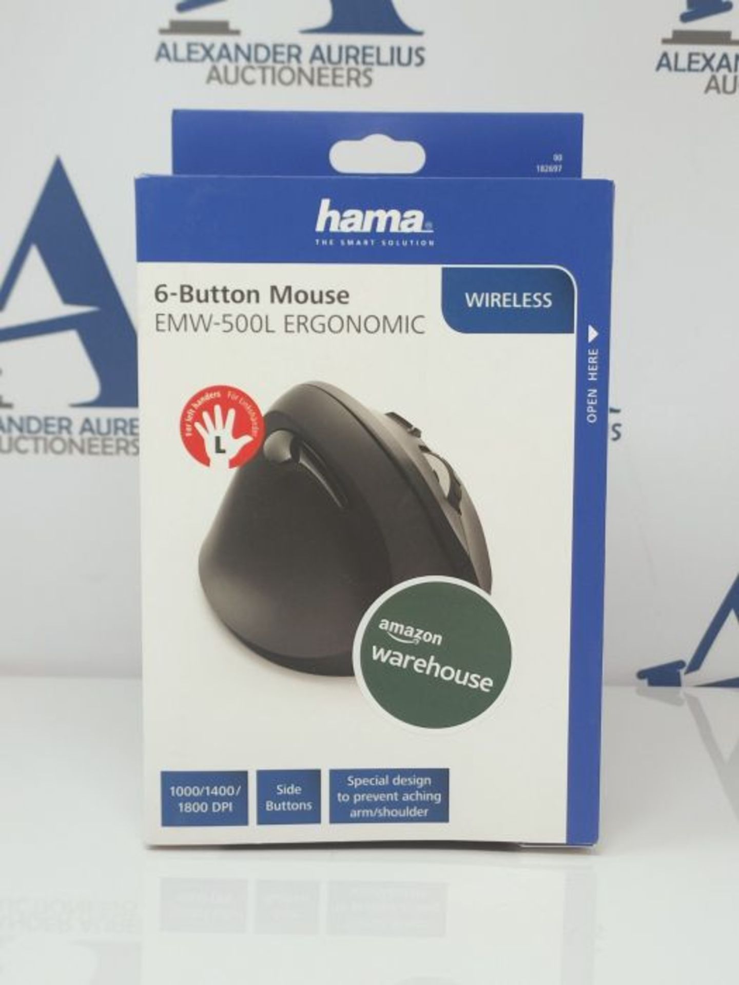 Hama Vertical, Ergonomic EMW-500L Left-handed Mouse | Wireless | Black - Image 2 of 3