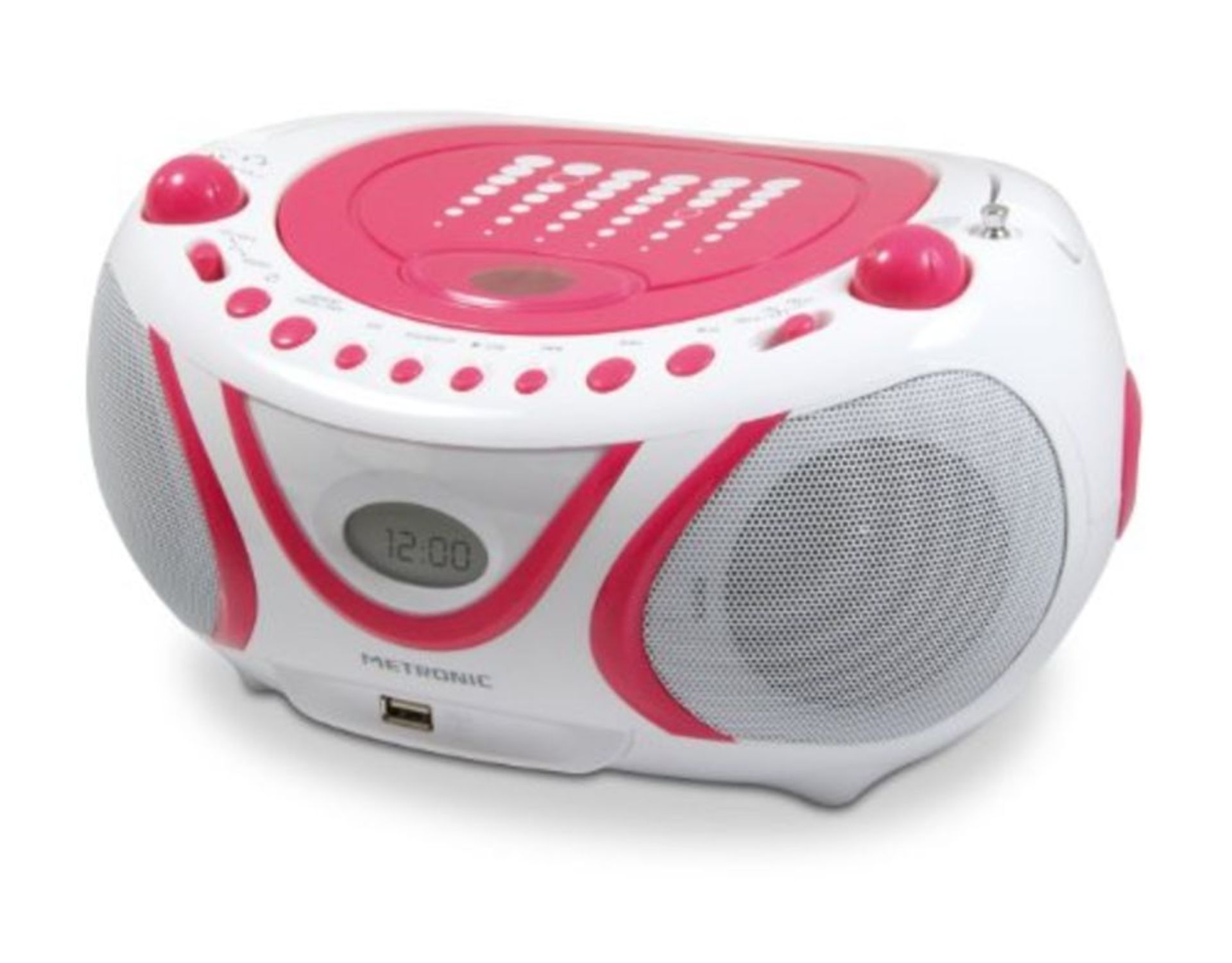 Metronic 477109 Radio / Lecteur CD / MP3 Portable Pop Pink avec Port USB - Rose et Bla
