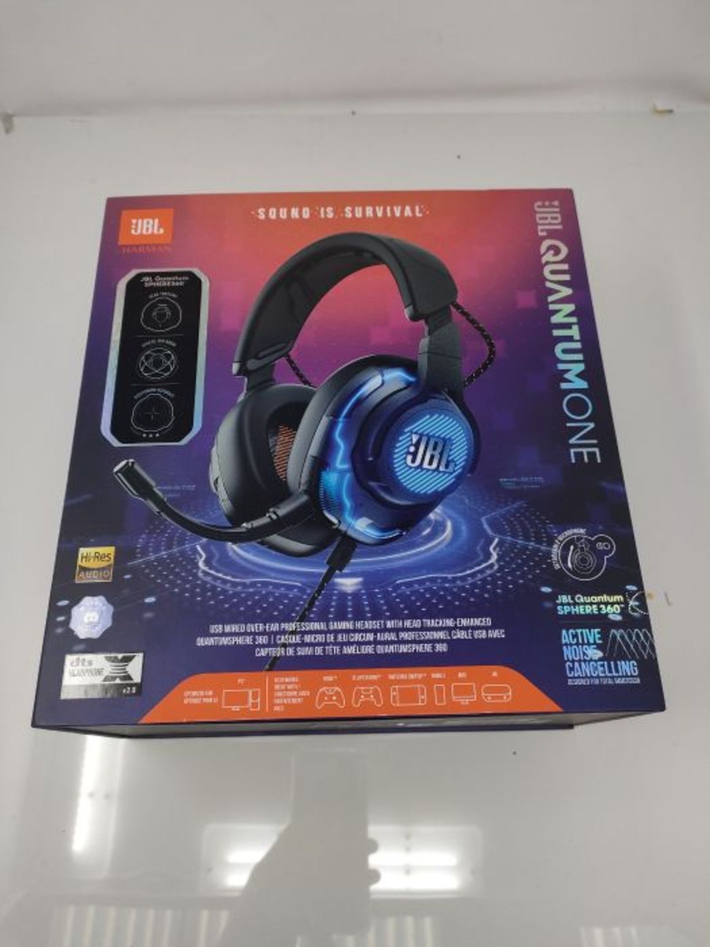 RRP £249.00 JBL Quantum ONE Over-Ear USB Wired Professional Gaming Headset with Head Tracking-Enha - Image 2 of 3