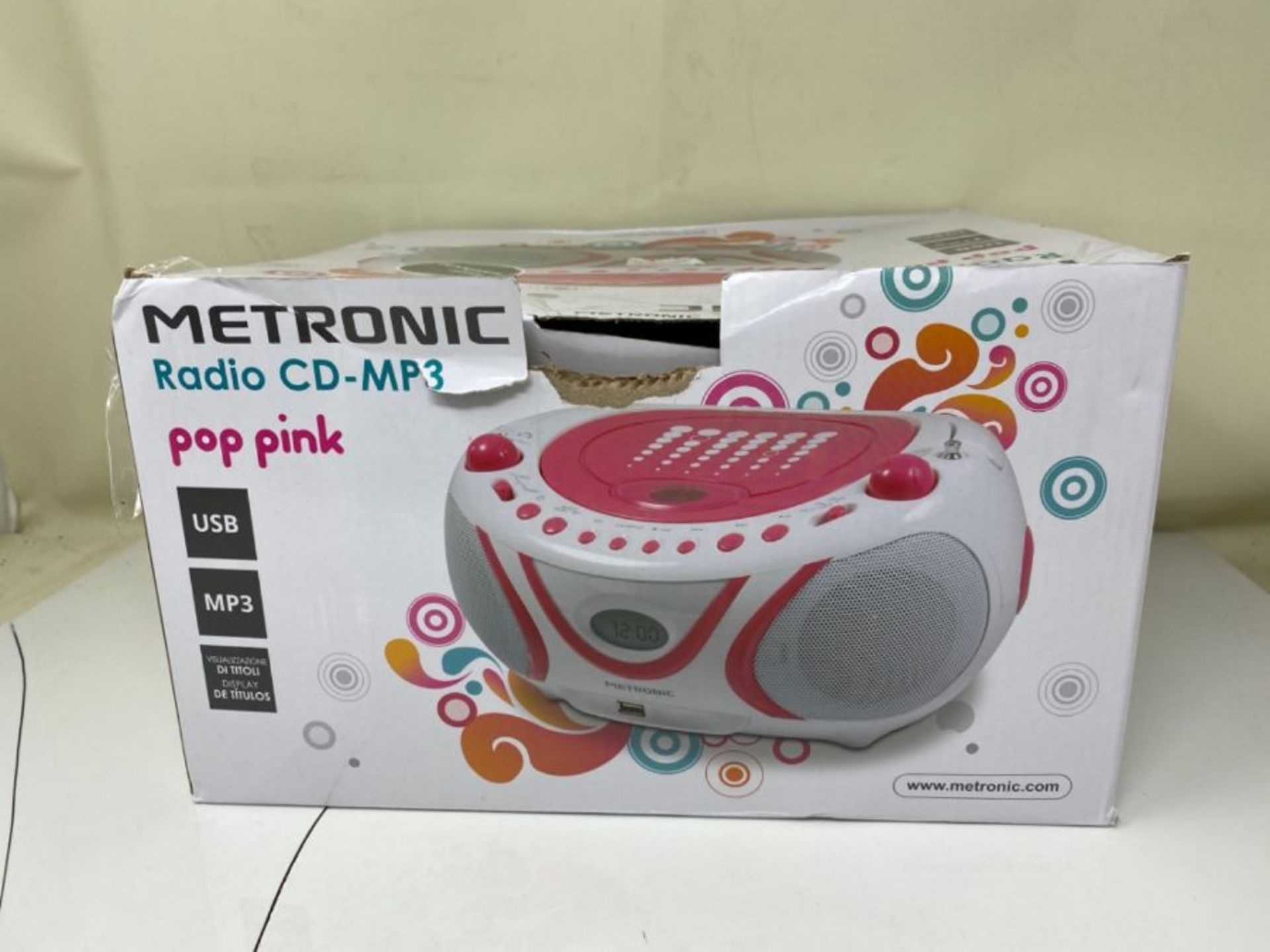 Metronic 477109 Radio / Lecteur CD / MP3 Portable Pop Pink avec Port USB - Rose et Bla - Image 2 of 3
