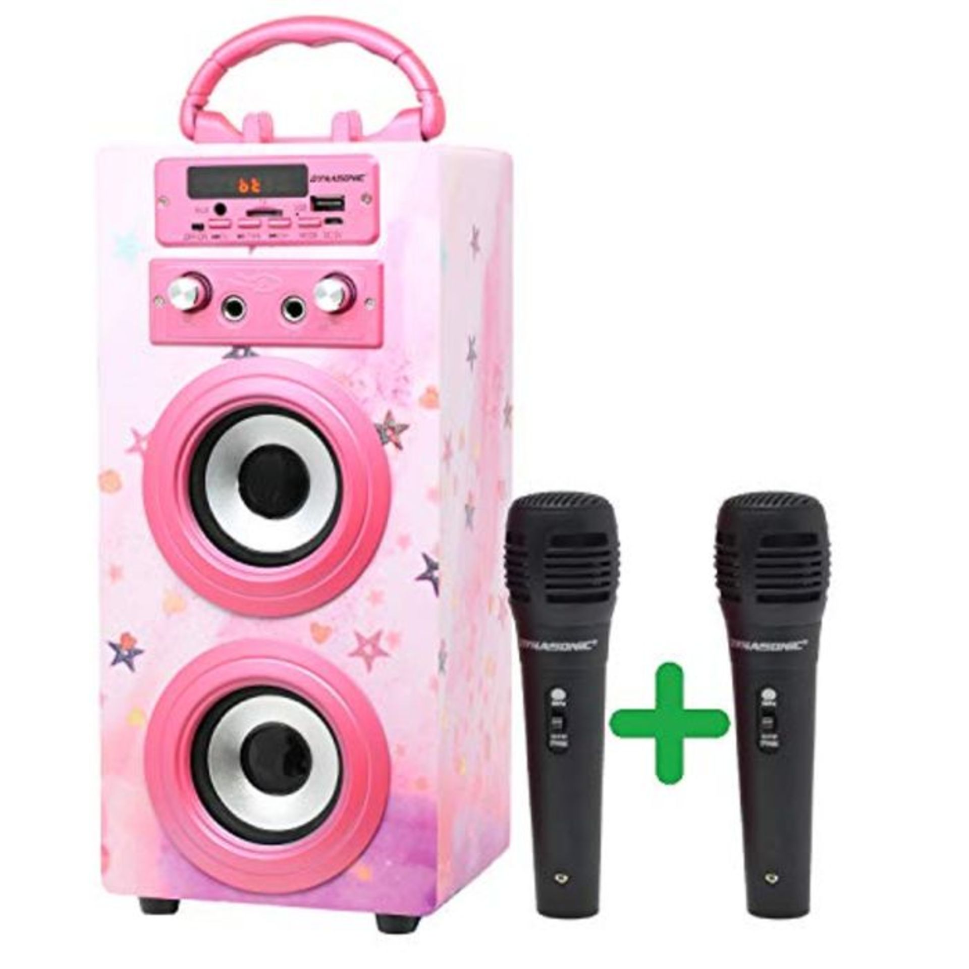RRP £51.00 DYNASONIC (3. Generation) | Tragbarer Karaoke-Bluetooth-Lautsprecher mit Mikrofonen |
