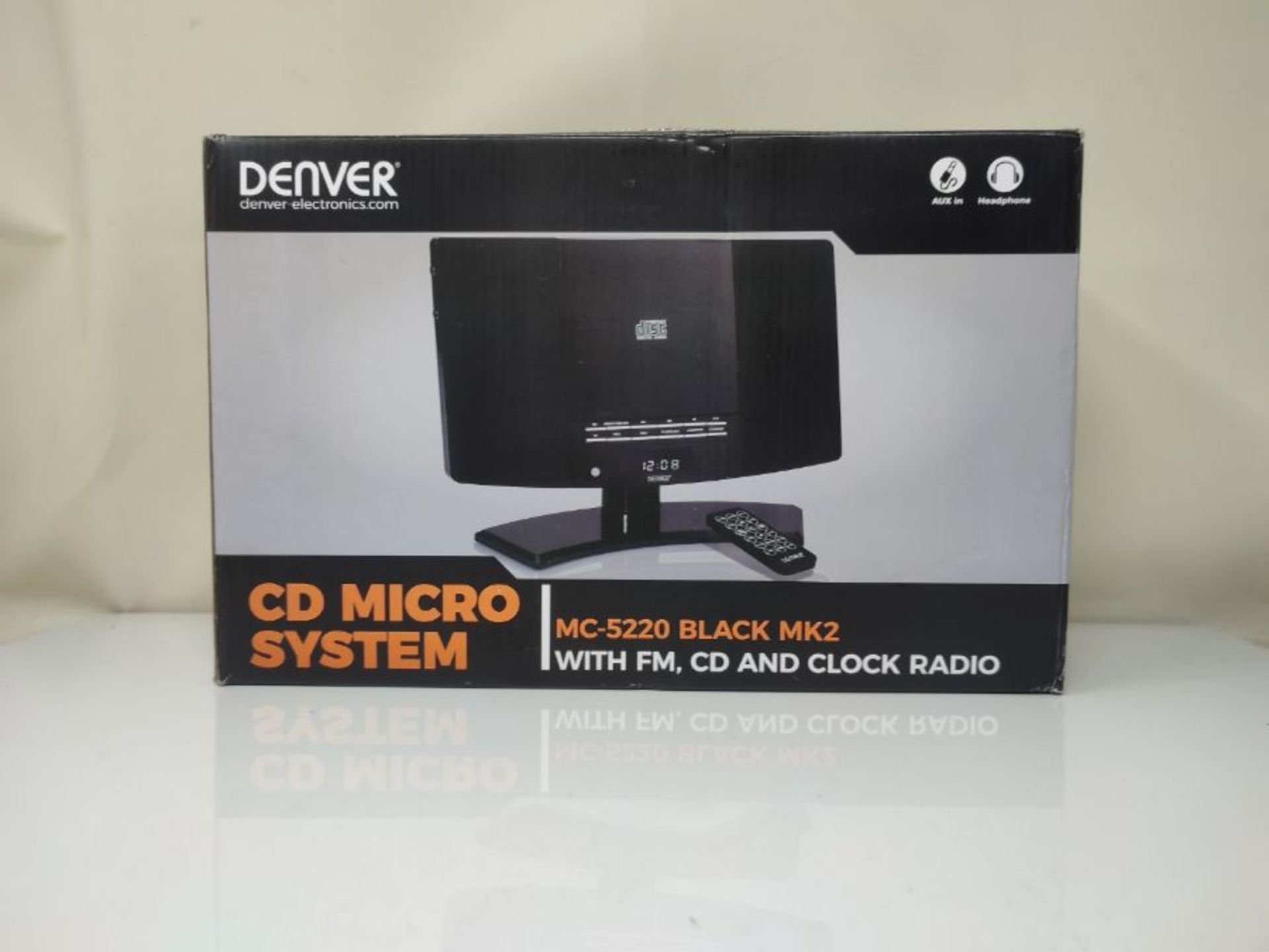 Denver Musik-Center (vertikaler CD-Player mit LCD-Display, AUX-In, Wandhalterung, Weck - Image 2 of 3