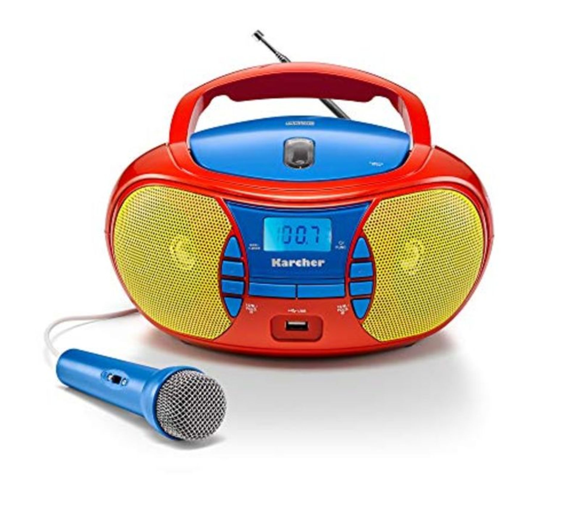 Karcher RR 5026 tragbares CD Radio - bunte Kinder-Boombox mit CD-Player, UKW Radio, US