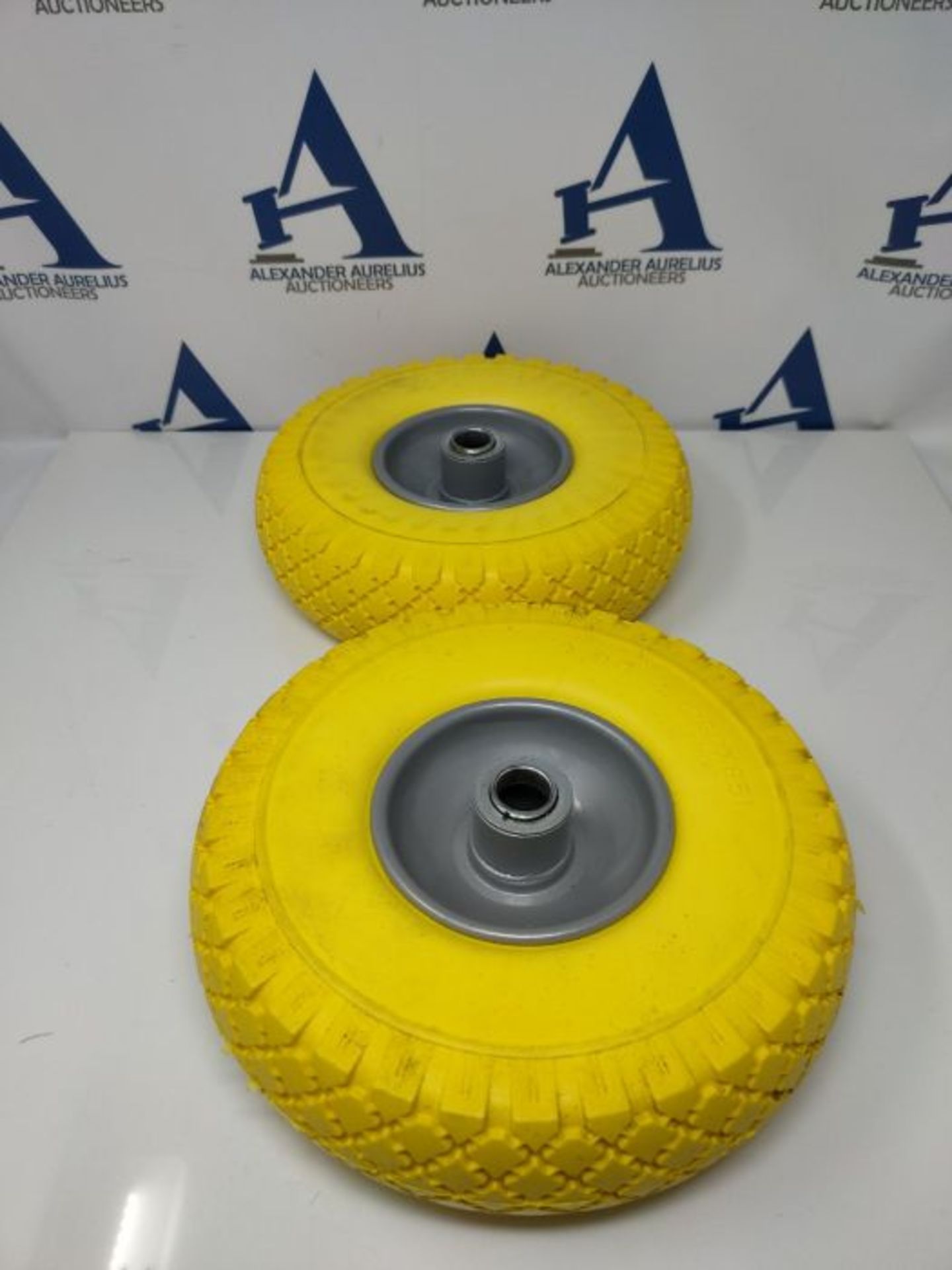 Relaxdays 2 x Hand Truck Tyre, Non-Flat Solid Rubber Wheels, 3.00-4?, 20mm Axle, 100 k - Image 2 of 2
