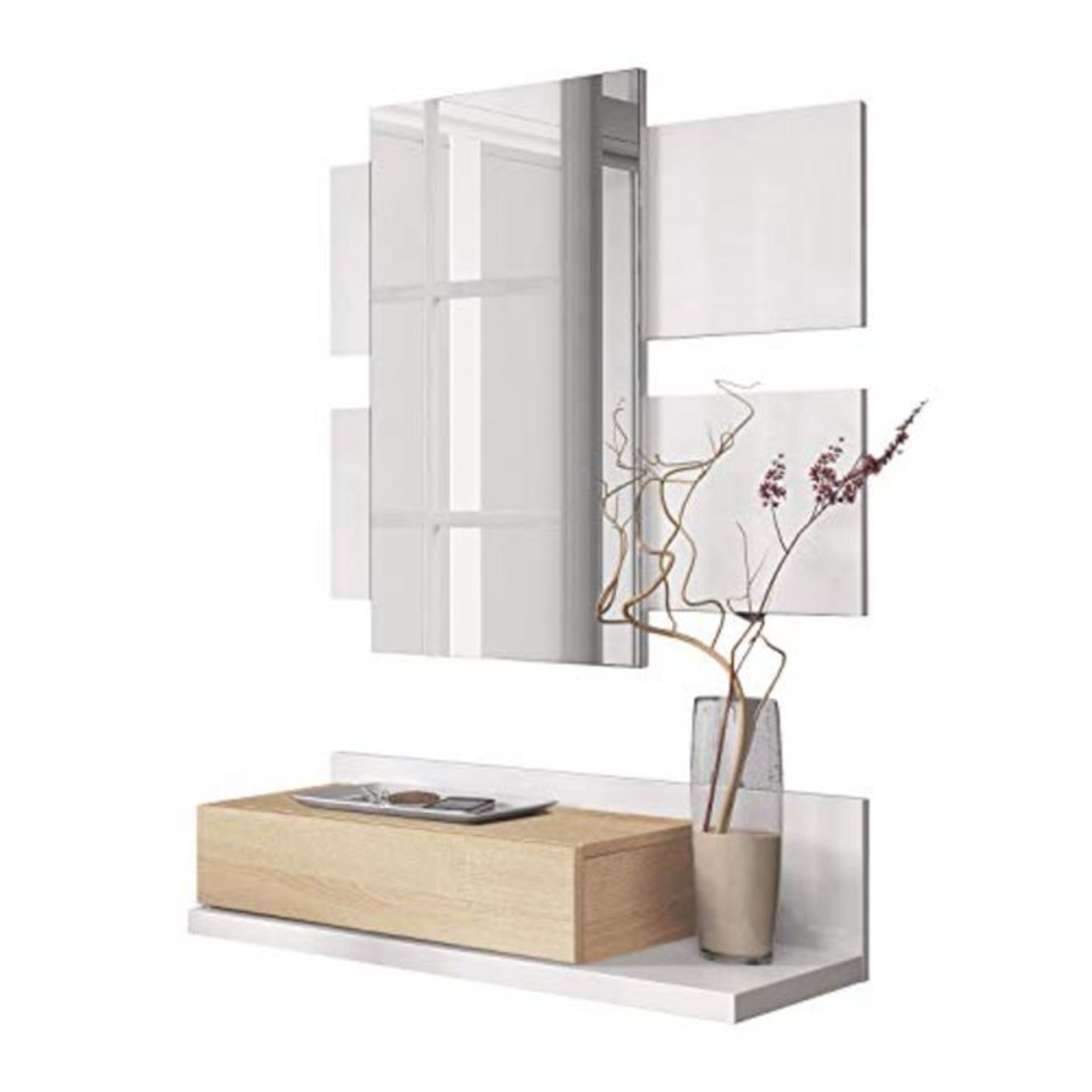RRP £85.00 Hallway with drawer and mirror, Entrance Furniture, Tekkan Model, Finished in Artik Wh