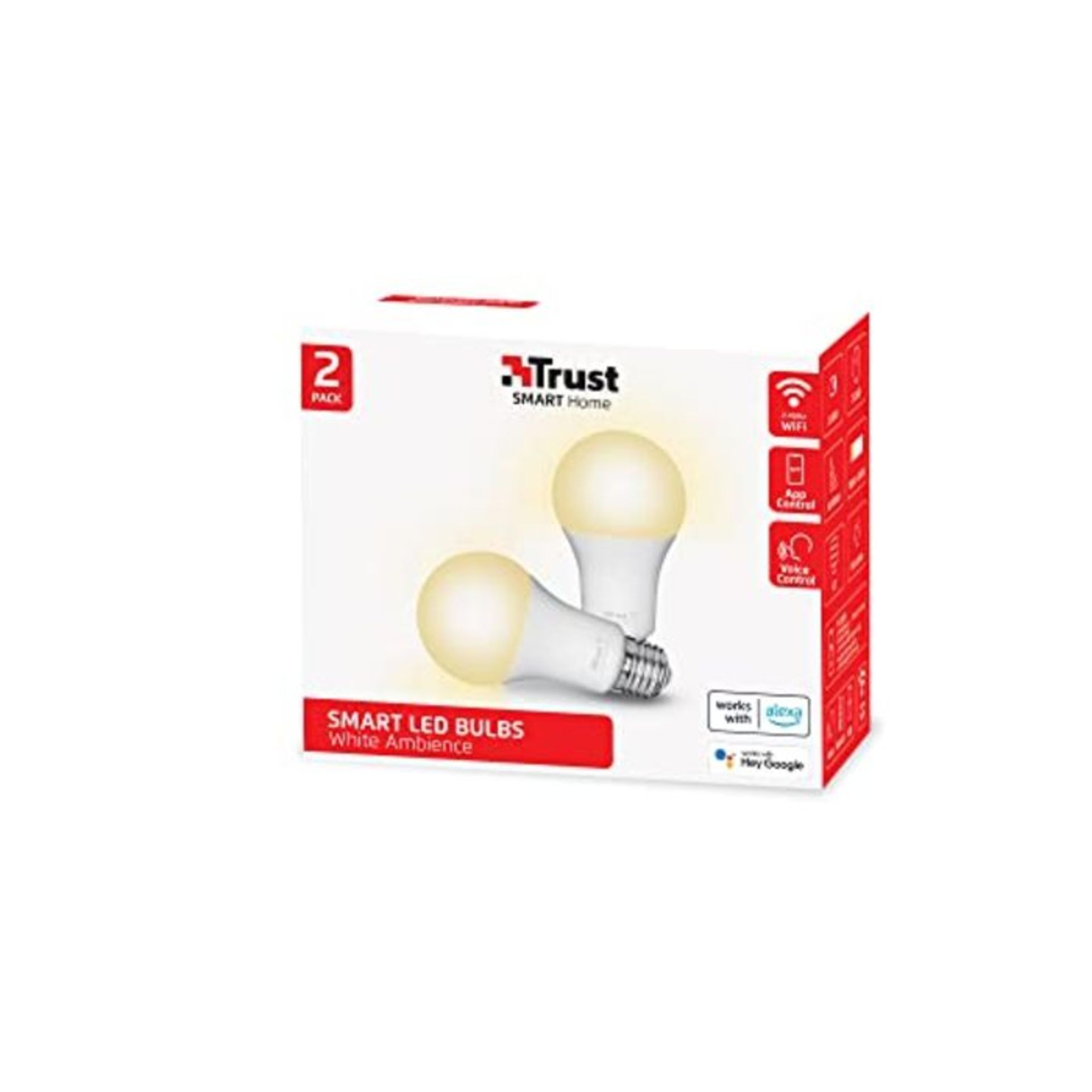 Trust WiFi E27 Bombilla LED, Compatible con Alexa y Google Home, Luz LED Regulable, No