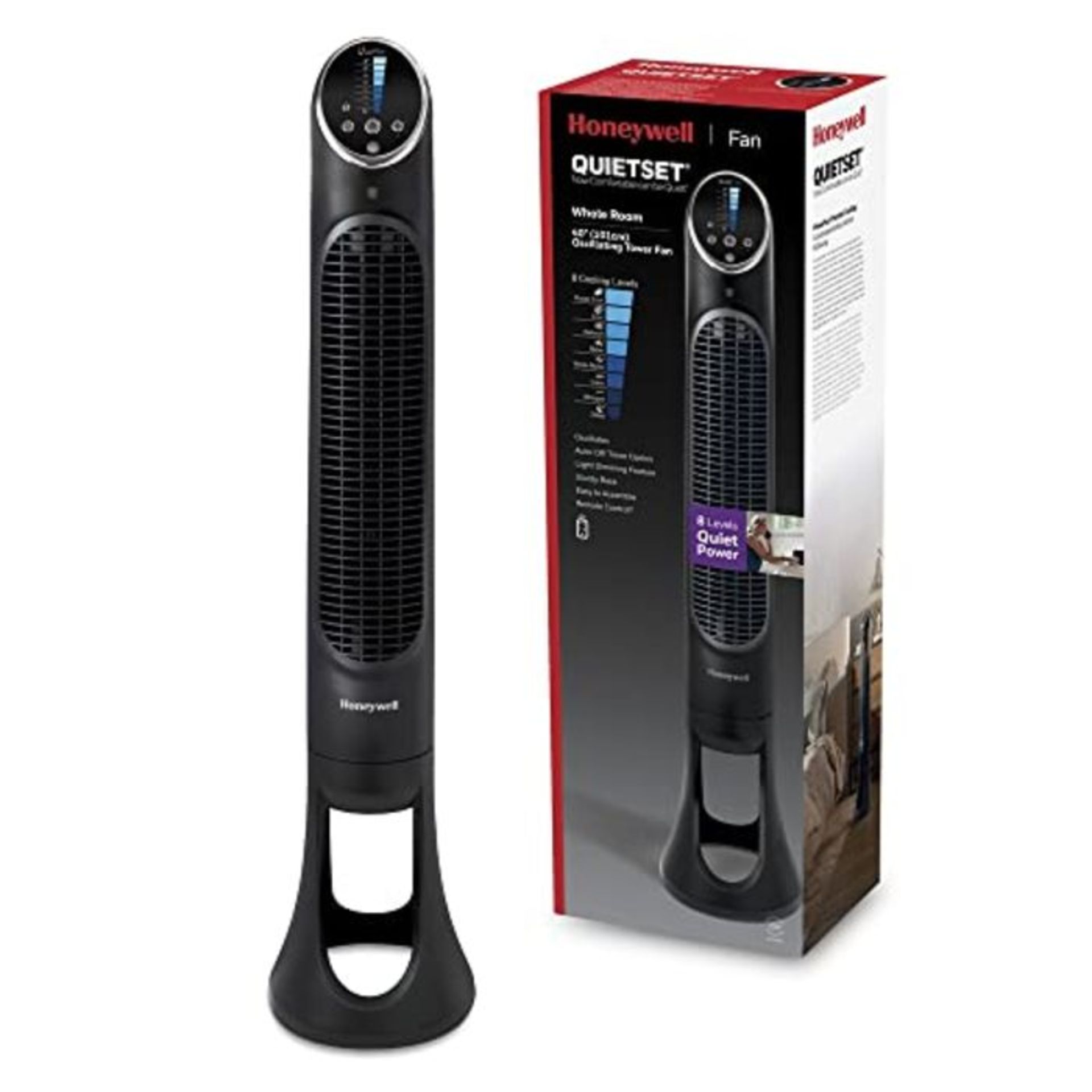 RRP £54.00 Honeywell QuietSet Tower (8 Speed Settings, Oscillating 80?, Timer Function, Remote C