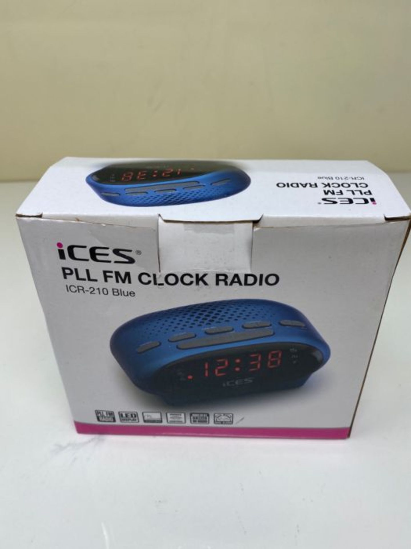 Ices ICR-210 Clock Blue- radios (Clock, LED, FM, PLL) - Image 2 of 3