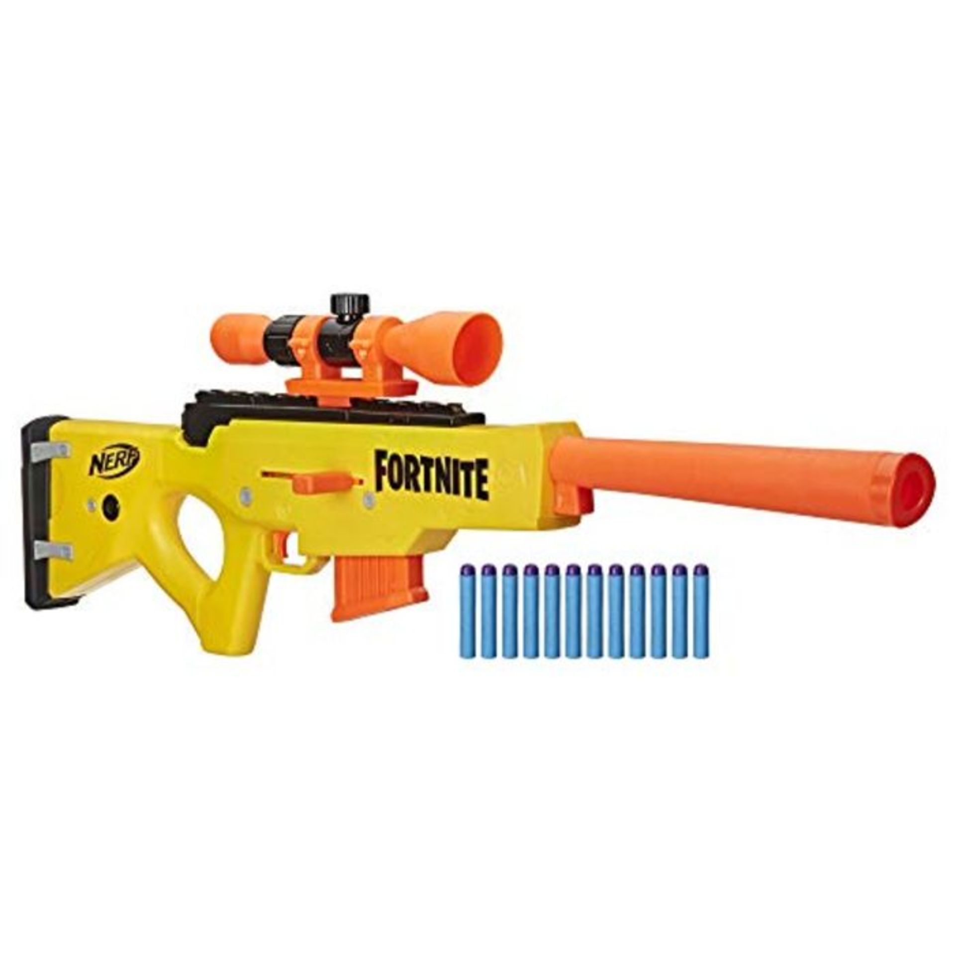 Nerf Fortnite BASR-L Bolt Action, Clip Fed Blaster -- Includes Removable Scope, 6-Dart