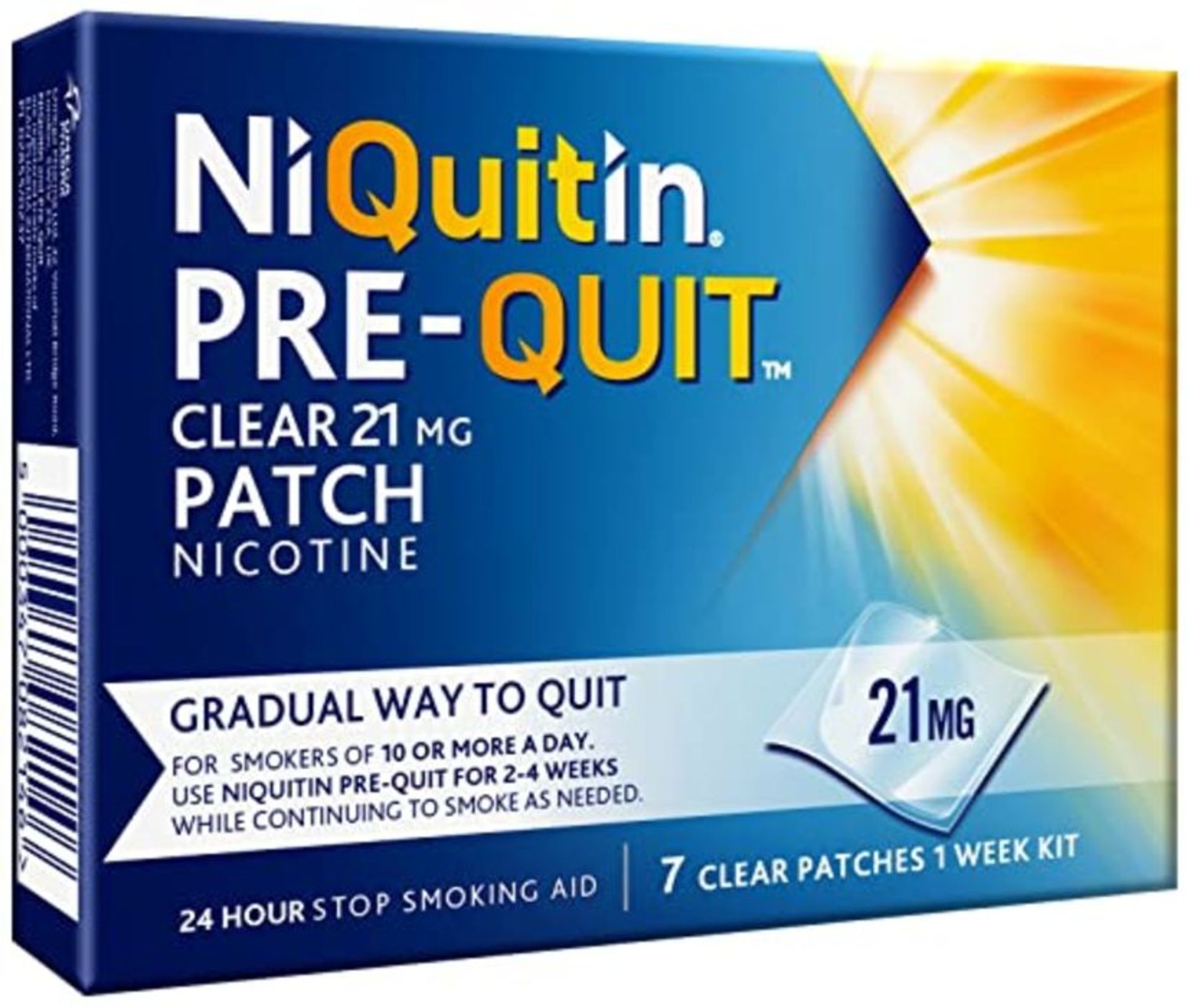 NiQuitin Clear Pre-Quit Patch - 21mg, 7 Nicotine Patches - Stop Smoking Aid