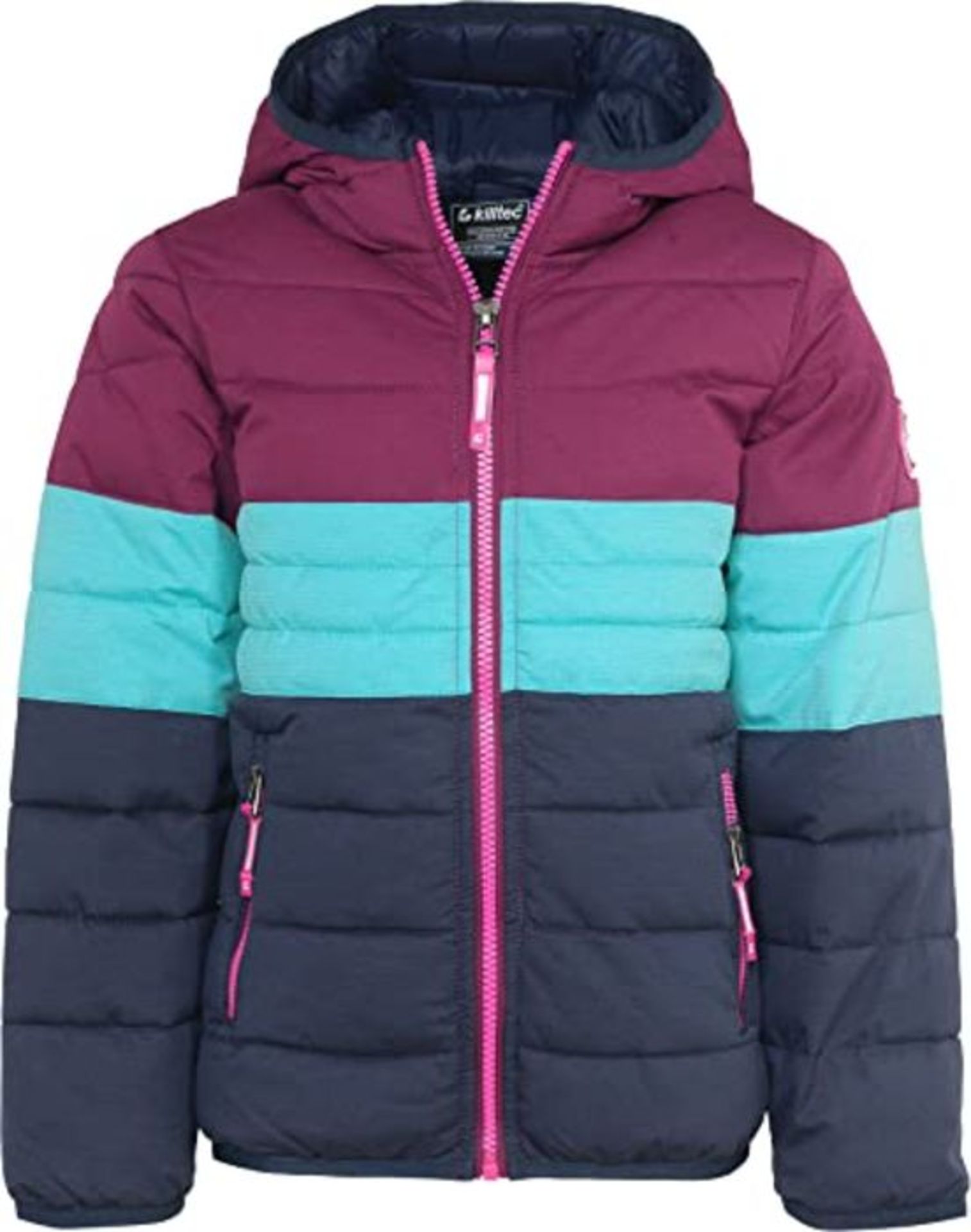 killtec Hipsy Mini Jacket In Down Look With Hood - Plum, Size 98/104