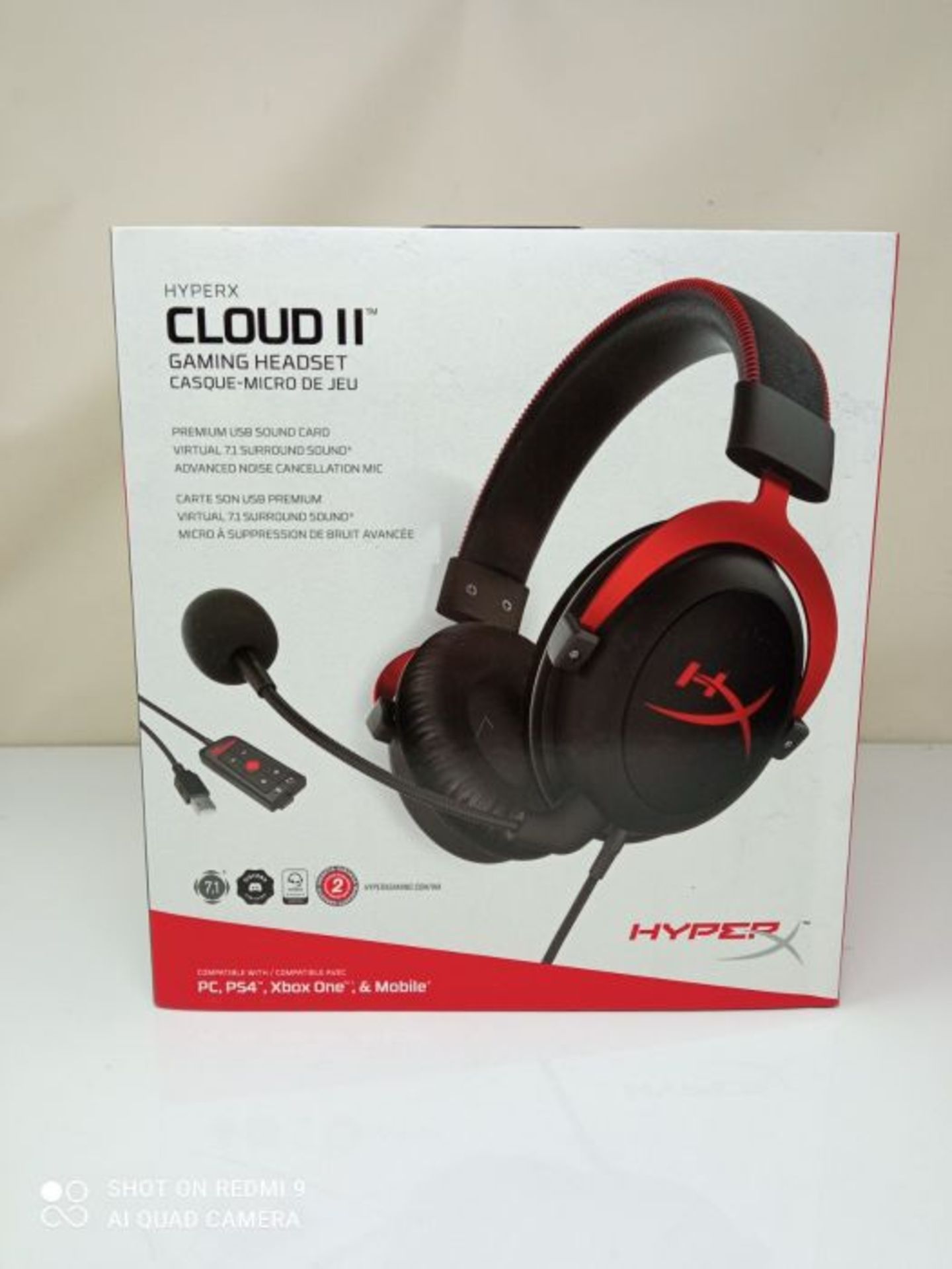 RRP £72.00 HyperX Cloud II 7.1 Virtual Surround Sound Gaming Headset with Advanced USB Audio Cont - Image 2 of 3