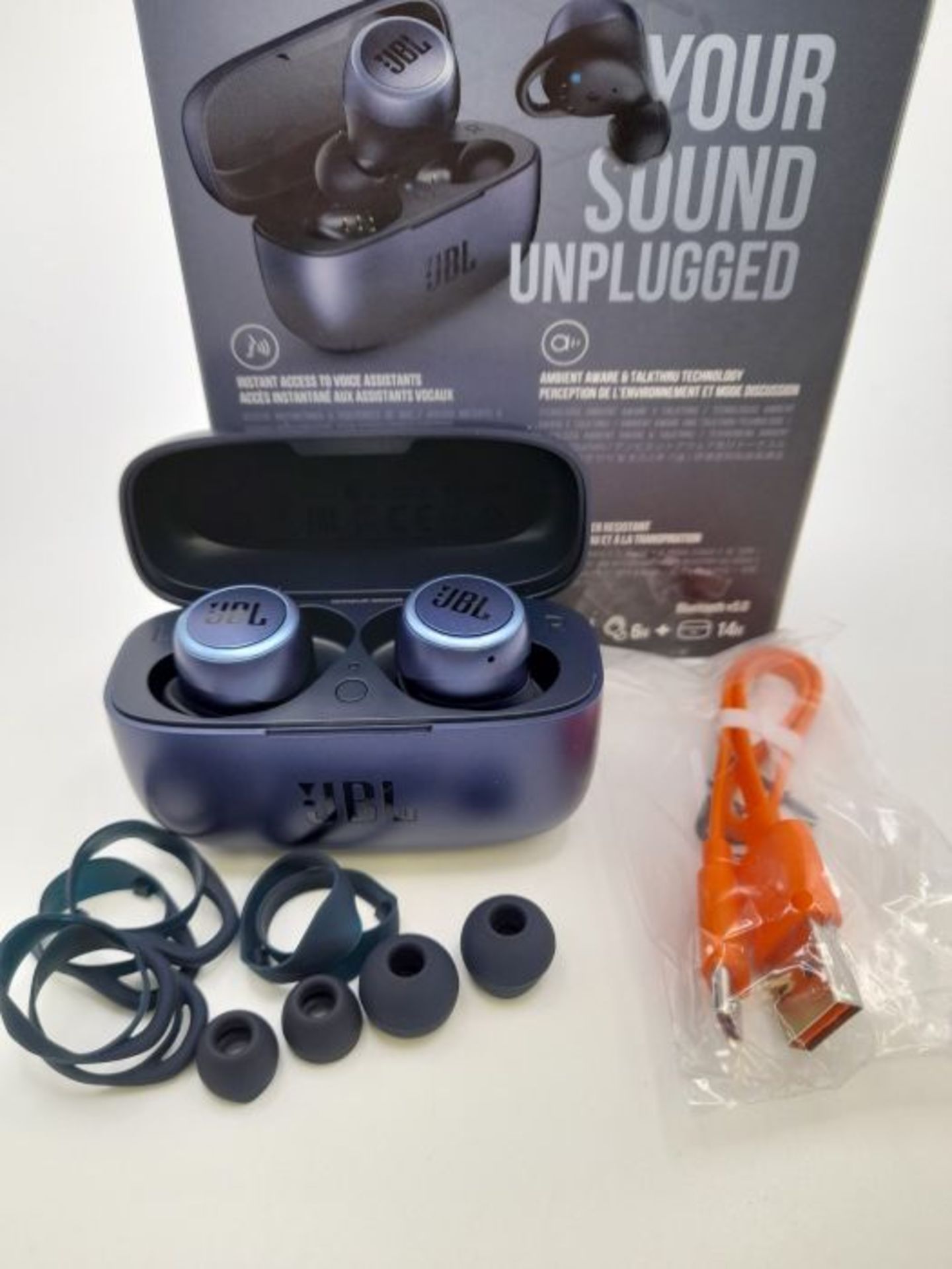 RRP £126.00 JBL Live 300TWS - Truly wireless bluetooth in-ear headphones, in blue - Image 2 of 3