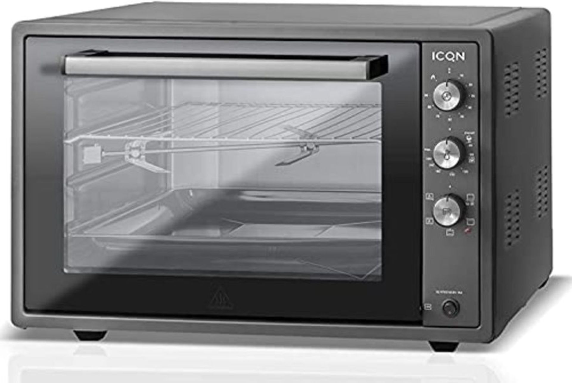 RRP £125.00 ICQN 60 liter XXL mini oven | 1800 W | Circulating air | Pizza oven | Double glazing |