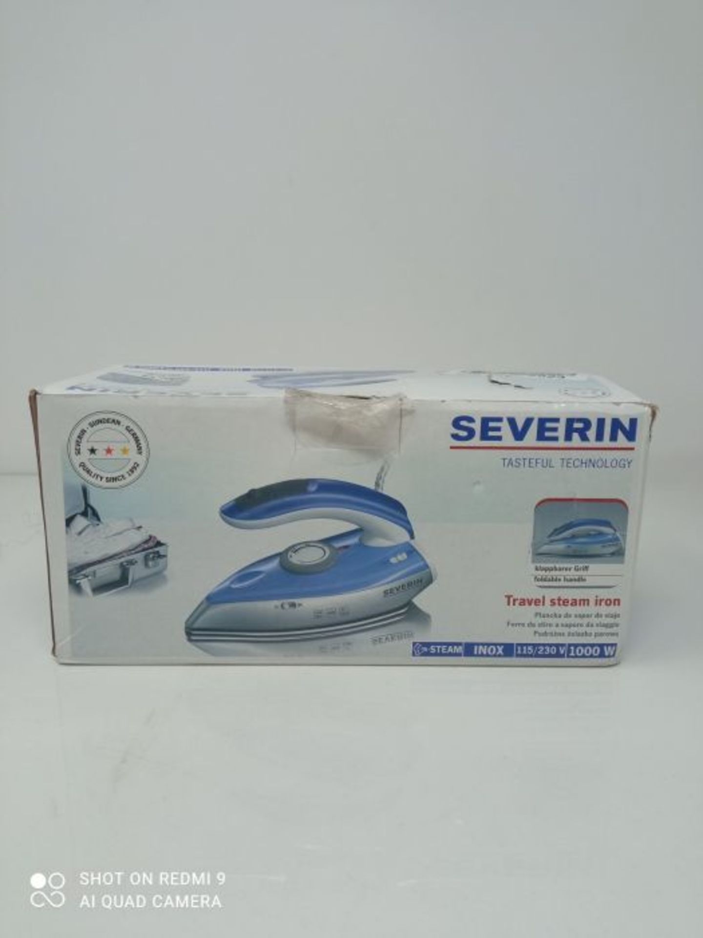 SEVERIN Travel STEAM Iron BA 3234 / Silver - Blue, 1000W, 50ml Water Tank and Foldable - Image 2 of 3