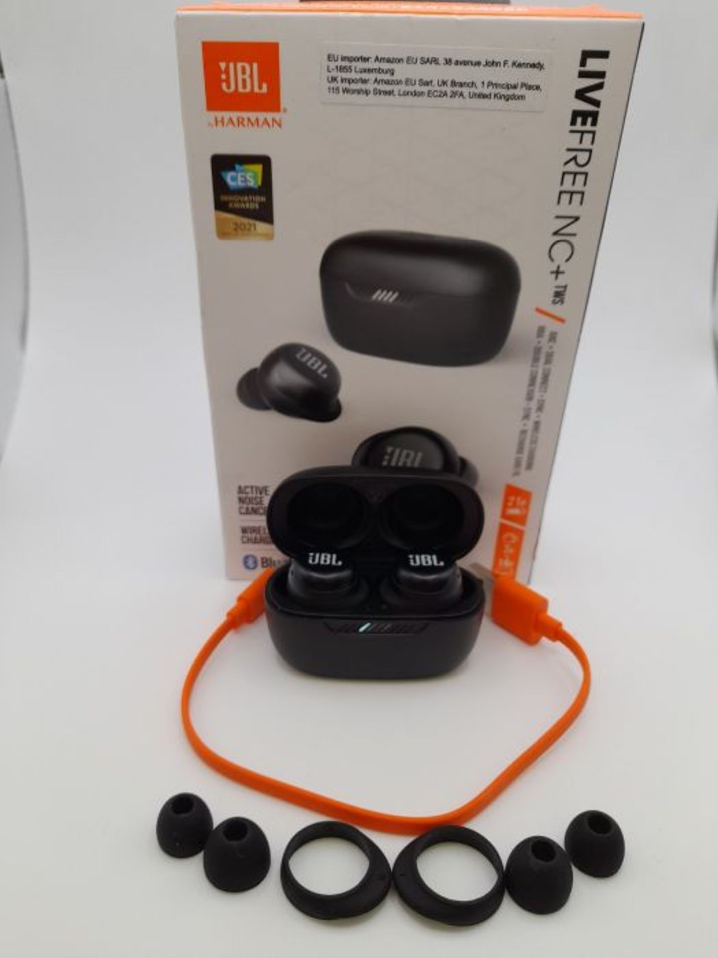 RRP £134.00 JBL Live Free Nc+ Tws - True Wireless Bluetooth Earbuds with Charging Case, in Black - Image 2 of 3