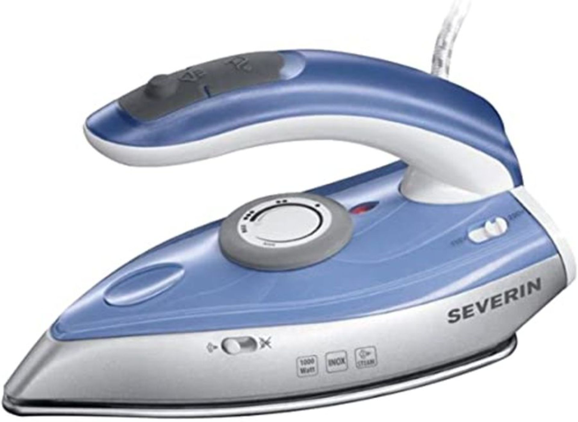 SEVERIN Travel STEAM Iron BA 3234 / Silver - Blue, 1000W, 50ml Water Tank and Foldable