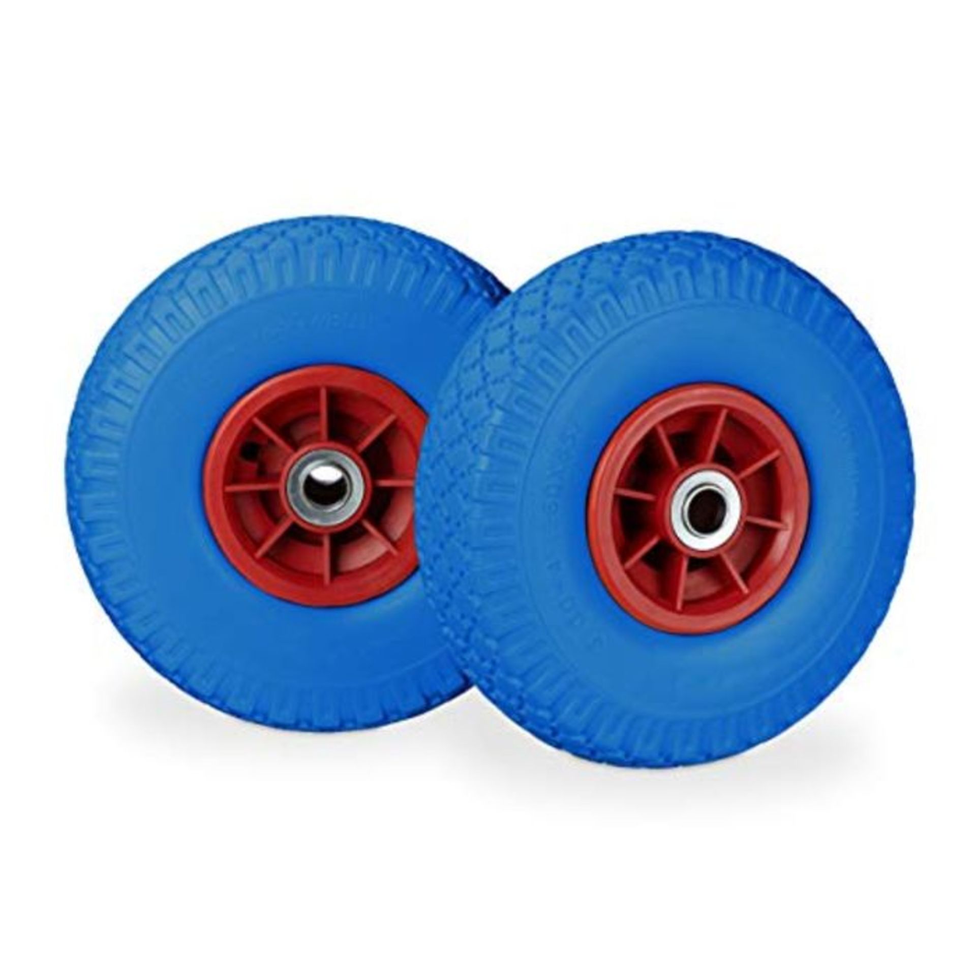 Relaxdays 2 x Hand Truck Tyre, Non-Flat Solid Rubber Wheels, 3.00-4?, 20mm Axle, 80 kg