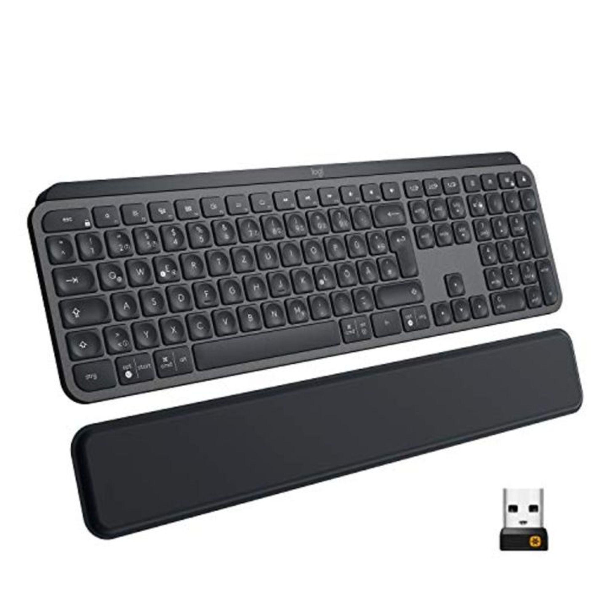 RRP £90.00 Logitech MX Keys Plus kabellose beleuchtete Tastatur mit Handballenauflage, Taktile Ta