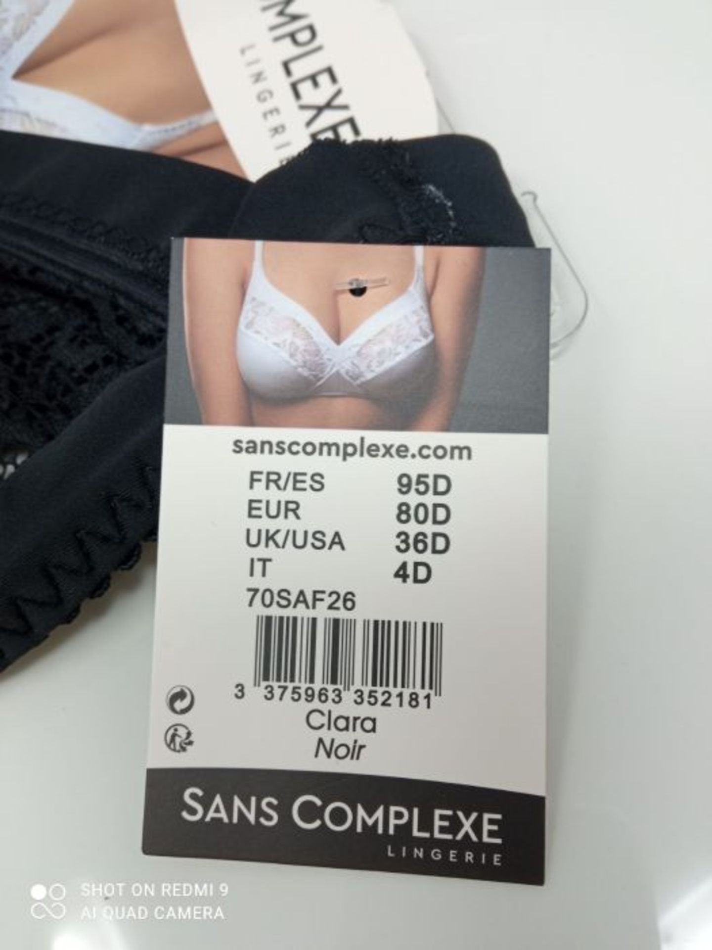 Sans Complexe Women's Clara Underwired Bra, Black, 80/ 95D - Image 3 of 3