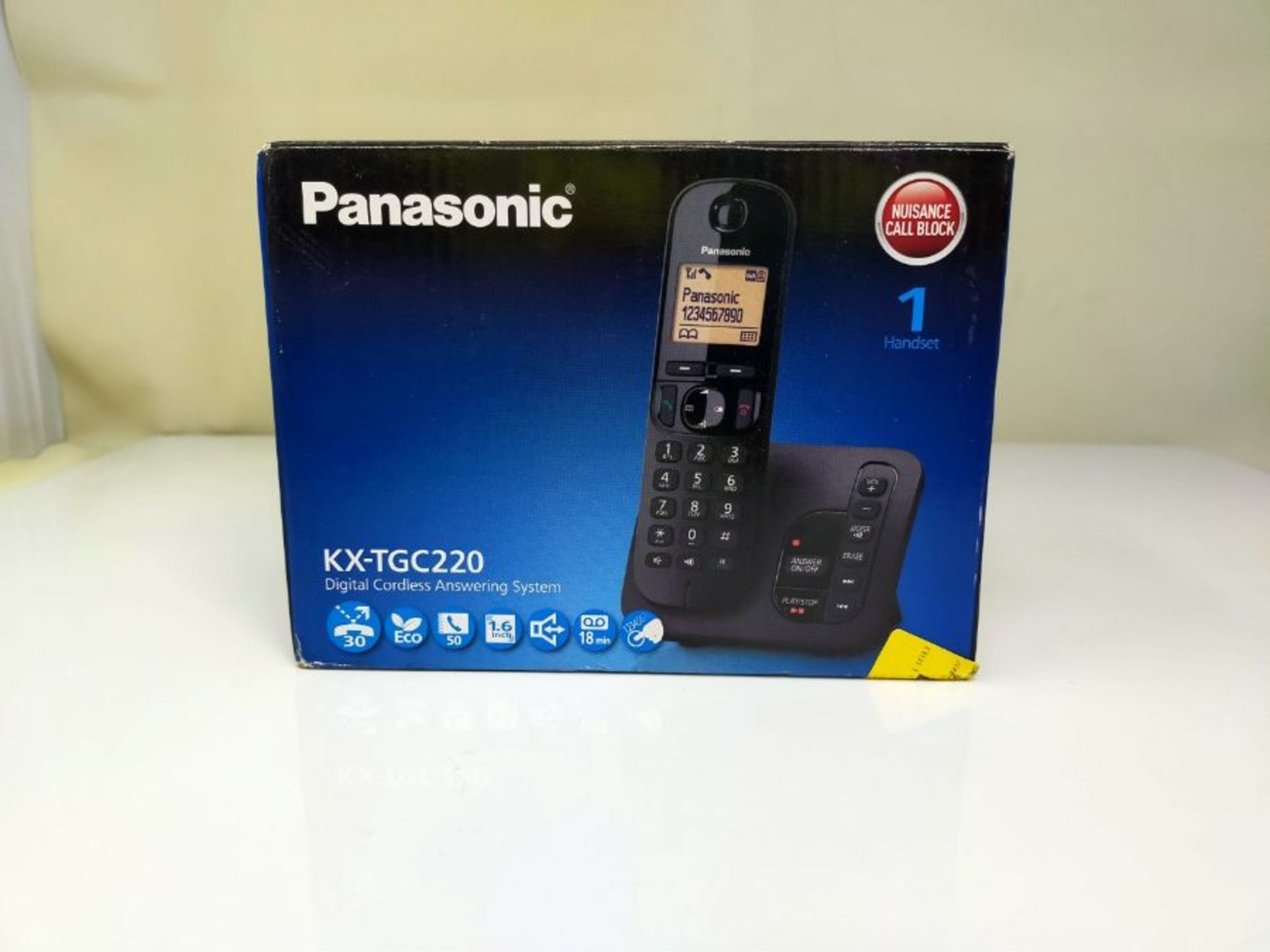 Panasonic KX-TGC220EB DECT Cordless Phone with Answering Machine, 1.6 Inch Easy-to-Rea - Image 2 of 3