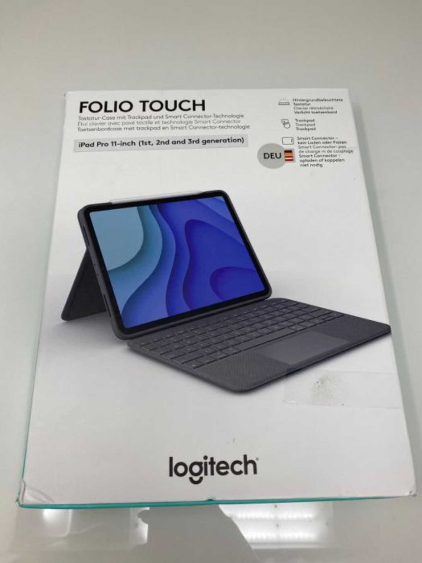 RRP £115.00 Logitech Folio Touch iPad Keyboard Case, QWERTZ German layout - Graphite - Image 2 of 3