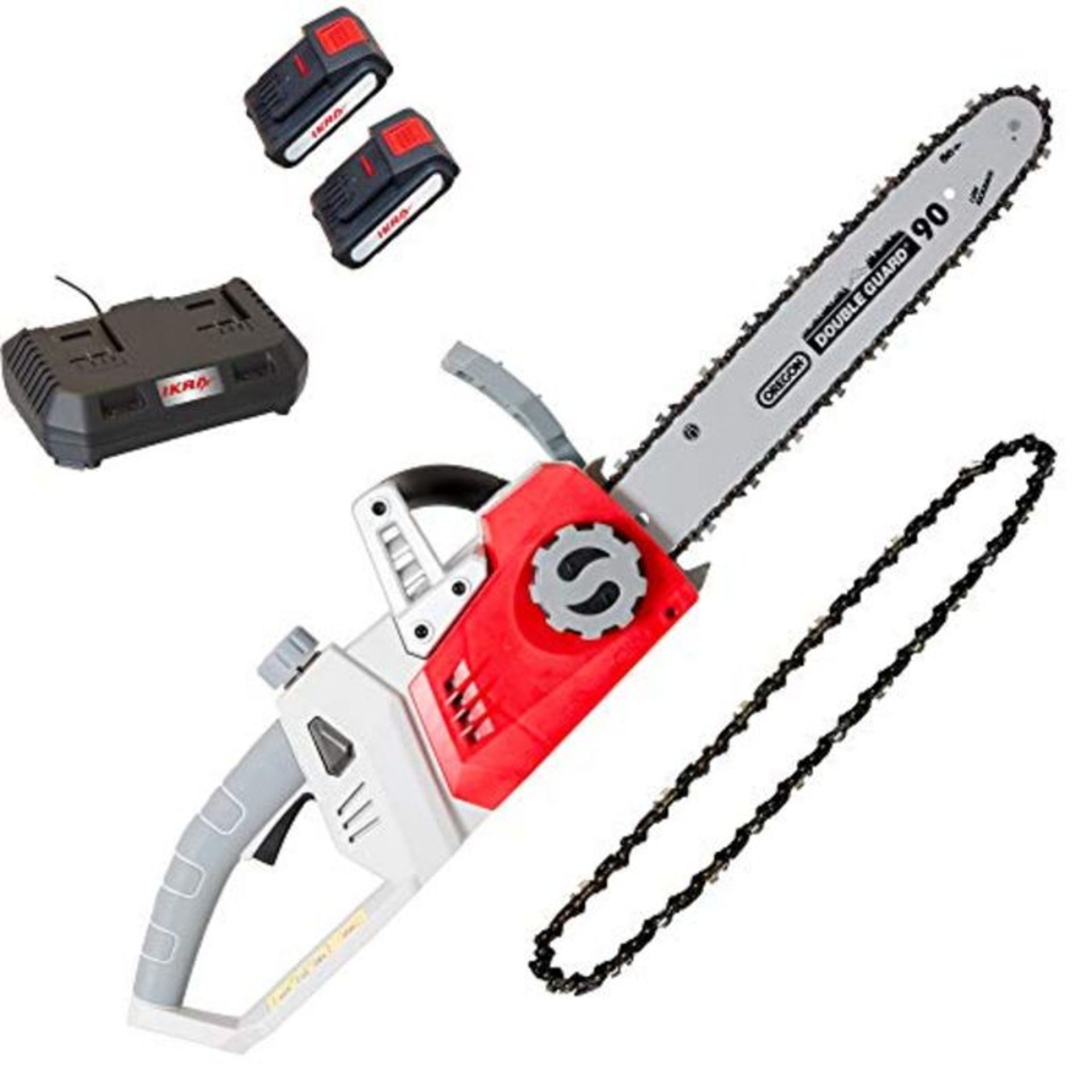 RRP £202.00 IKRA ICC 2/2035 Battery Chainsaw with 2X Batteries and Double Quick Charger Includes C