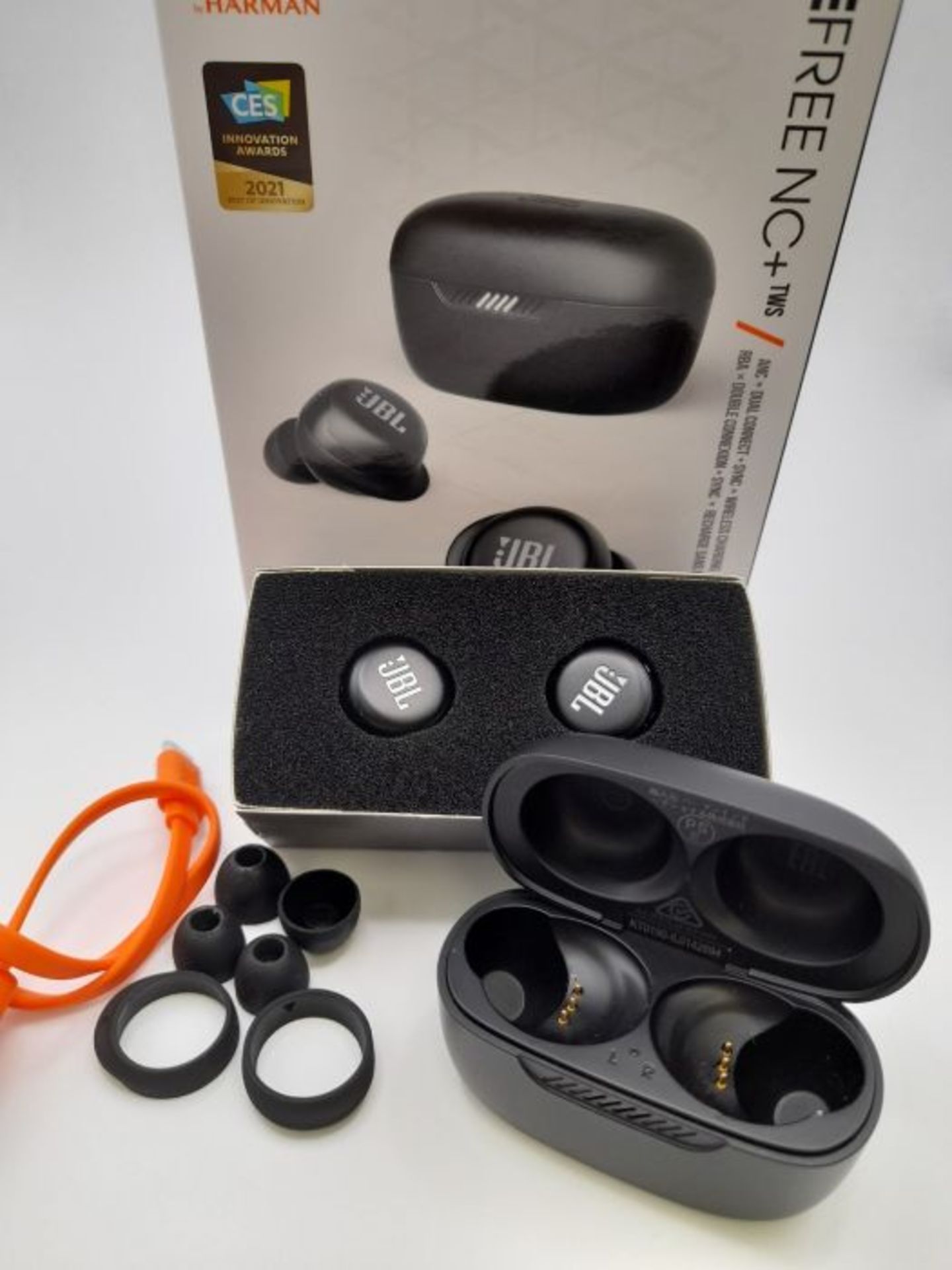 RRP £134.00 JBL Live Free Nc+ Tws - True Wireless Bluetooth Earbuds with Charging Case, in Black - Image 3 of 3