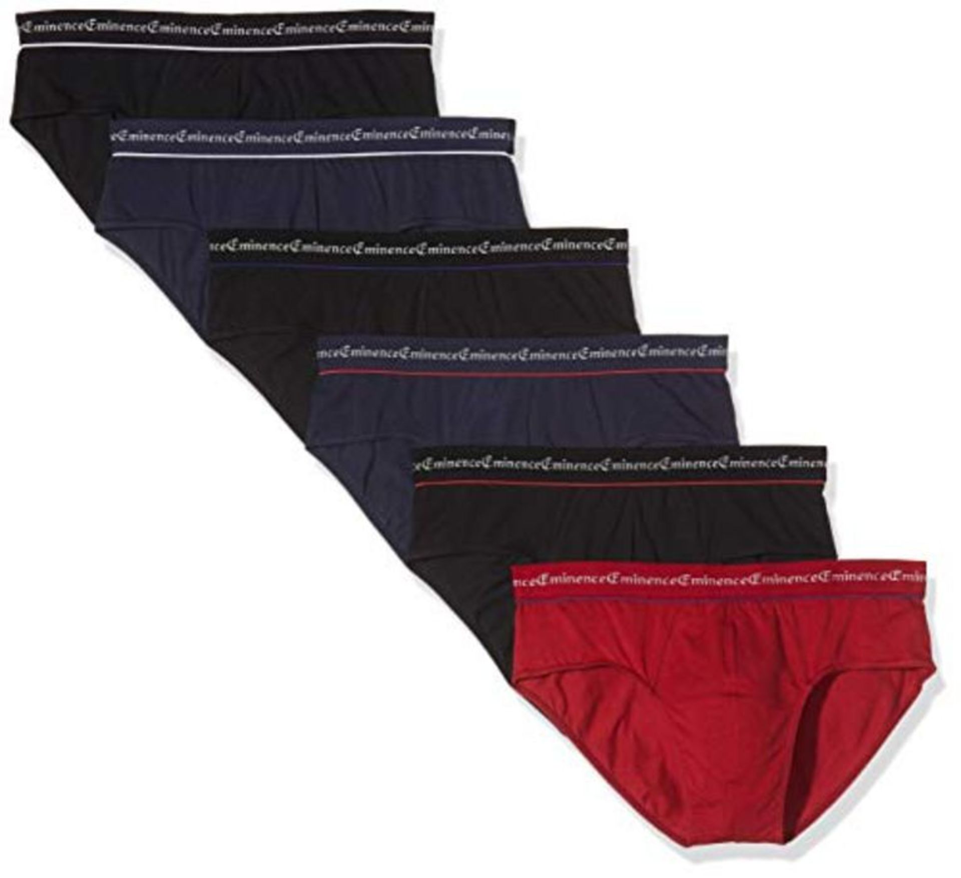 Eminence Men's Promo Business Briefs, Noir/Noir/Noir/Marine/Rouge/Marine, XX-Large