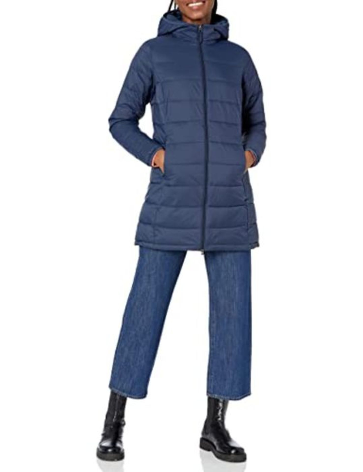 RRP £50.00 Amazon Essentials - Cappotto Puffer da donna, leggero, impermeabile, ripiegabile, Blu