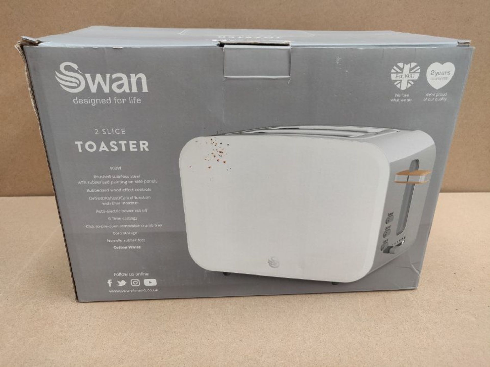 Swan Nordic Wide Slot Toaster with 2 Slices, 3 Functions, 6 Browning Levels, Modern De - Image 2 of 3