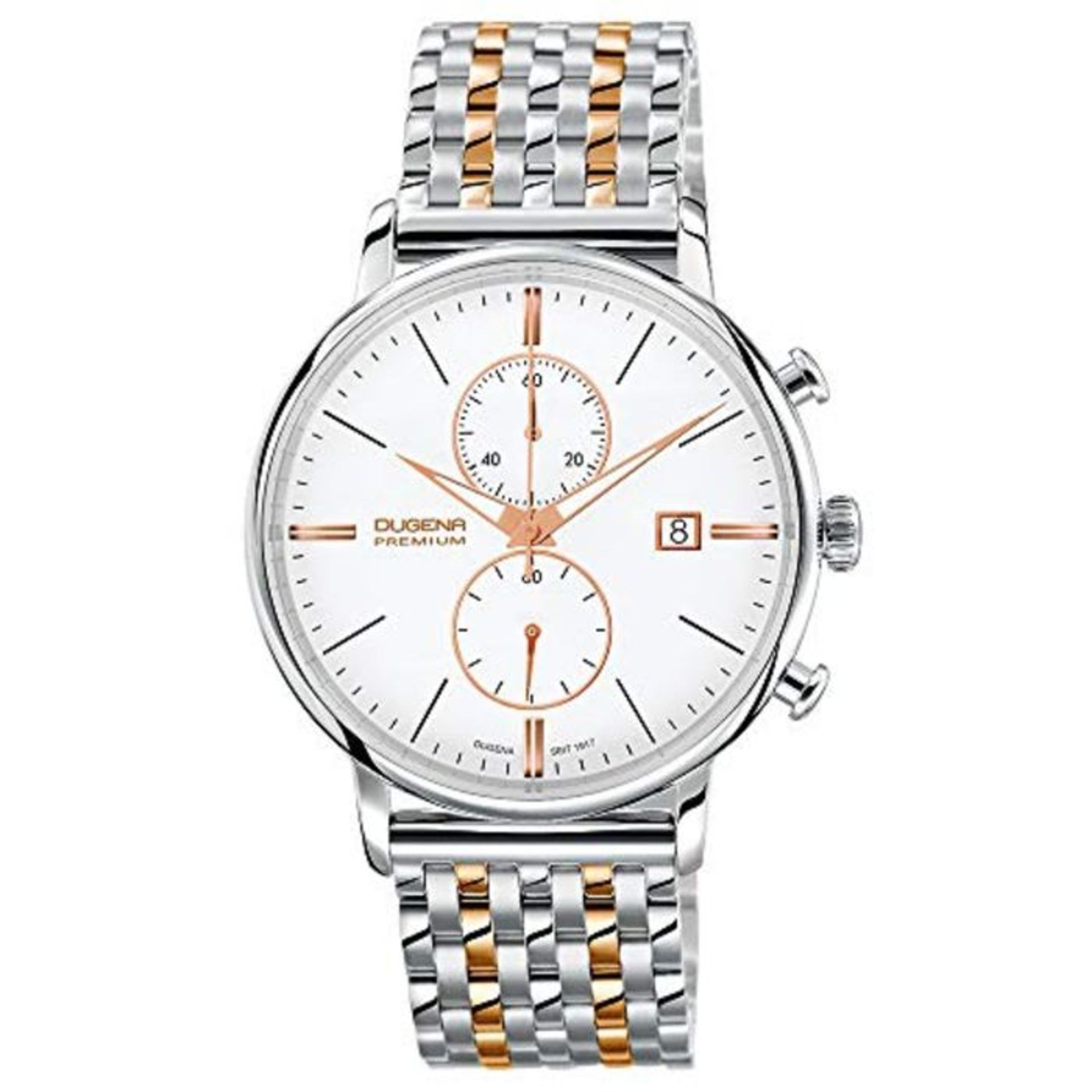 RRP £282.00 DUGENA Herren-Armbanduhr 7090169 Festa Chrono, Chronograph, Bicolor Zifferblatt, Edels