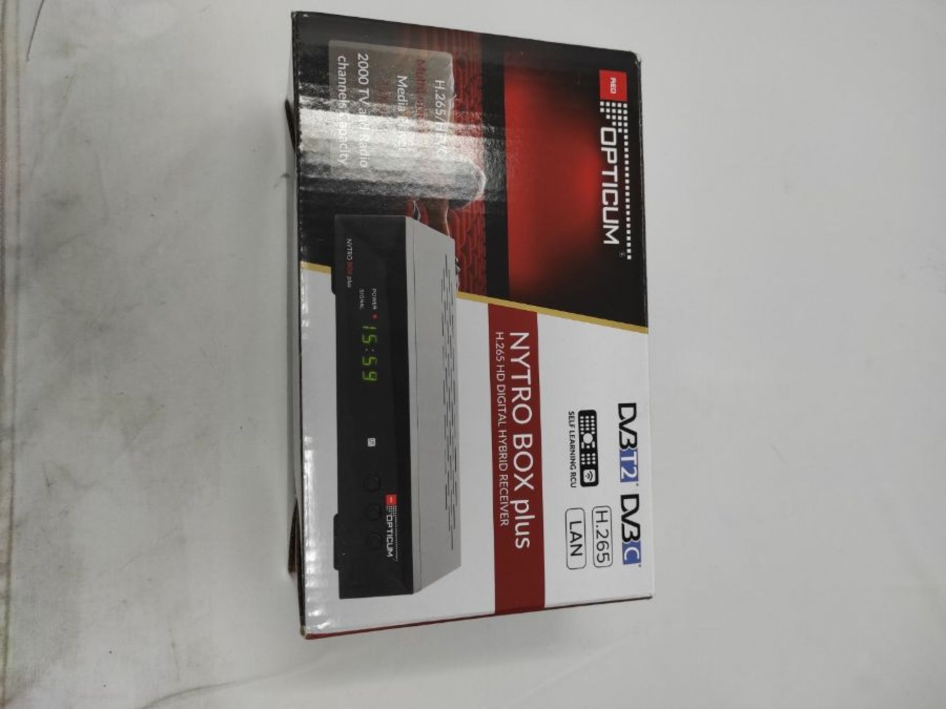Red Opticum Nytro Box Plus Full HD DVB-T2 and DVB-C Hybrid Receiver with USB Recording - Image 2 of 3