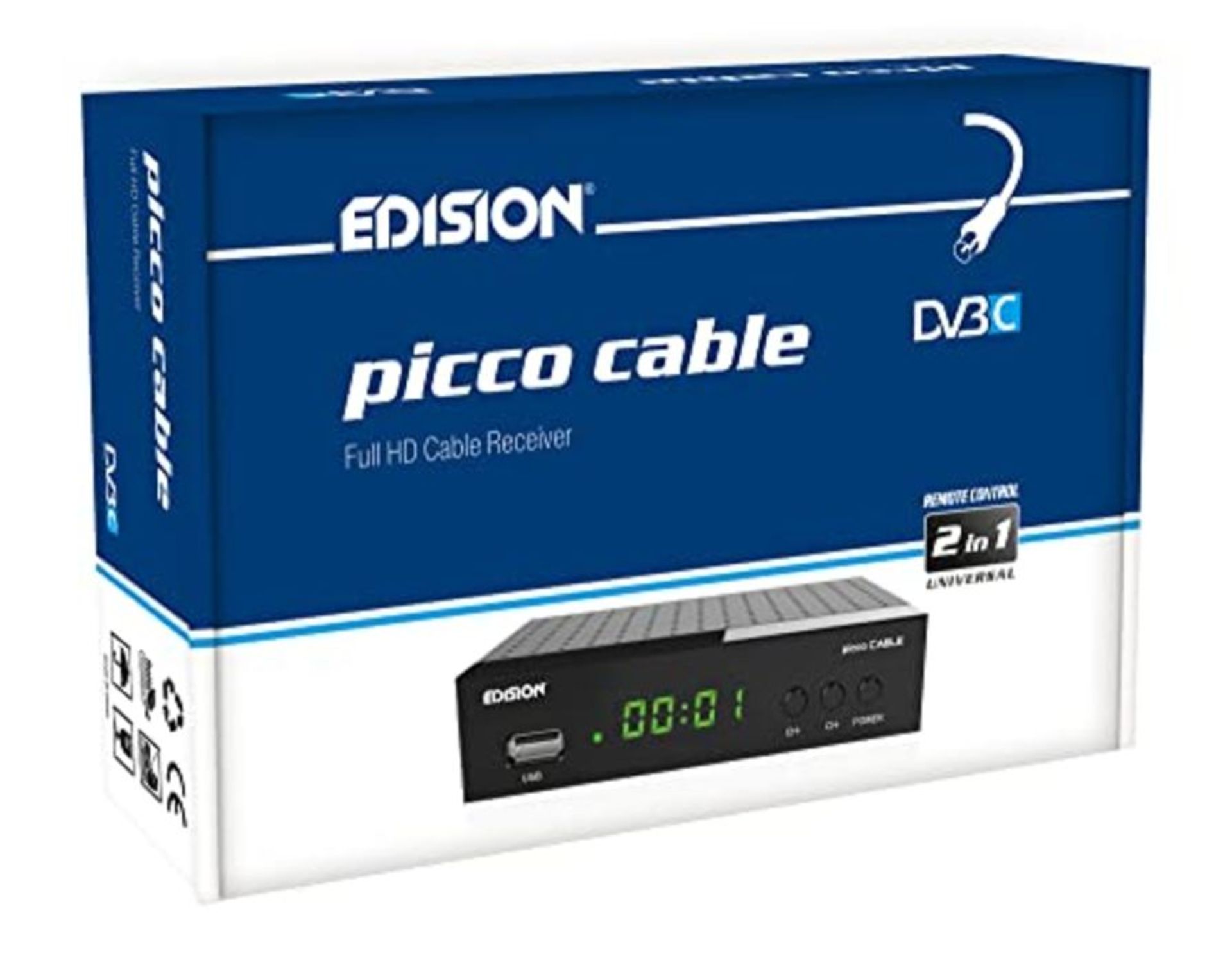 EDISION - Picco Cable Full HD Receiver, DVB-C, LAN, USB, HDMI, SCART, S/PDIF, IR Auge,