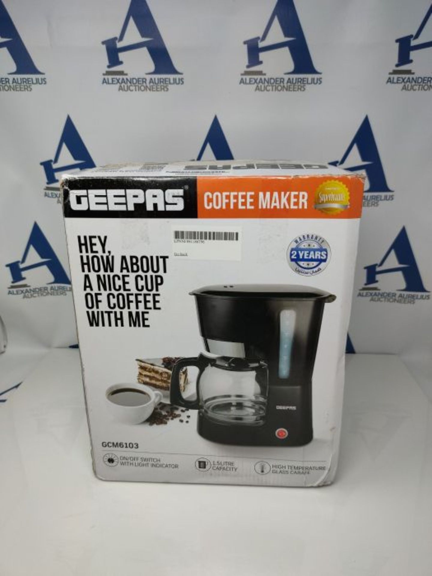 Geepas 1000W Filter Coffee Machine, 1.5L | Coffee Maker for Instant Coffee, Espresso, - Image 2 of 3