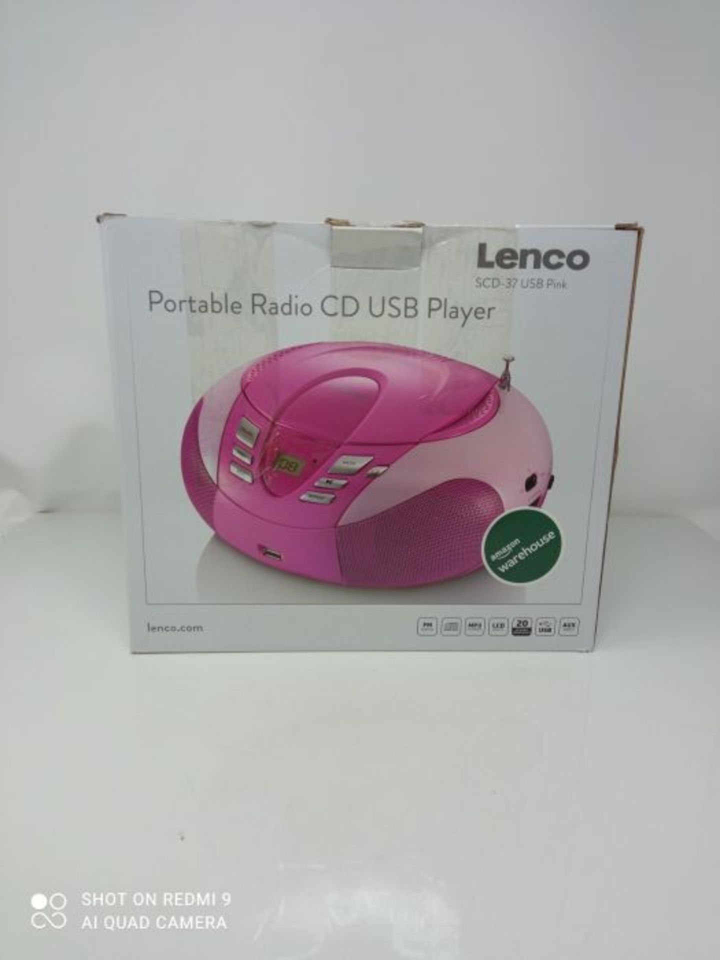 RRP £55.00 Lenco Radio mit CD/MP3-Player SCD-37 Tragbares UKW/MW Radio mit USB (Teleskopantenne, - Image 2 of 3