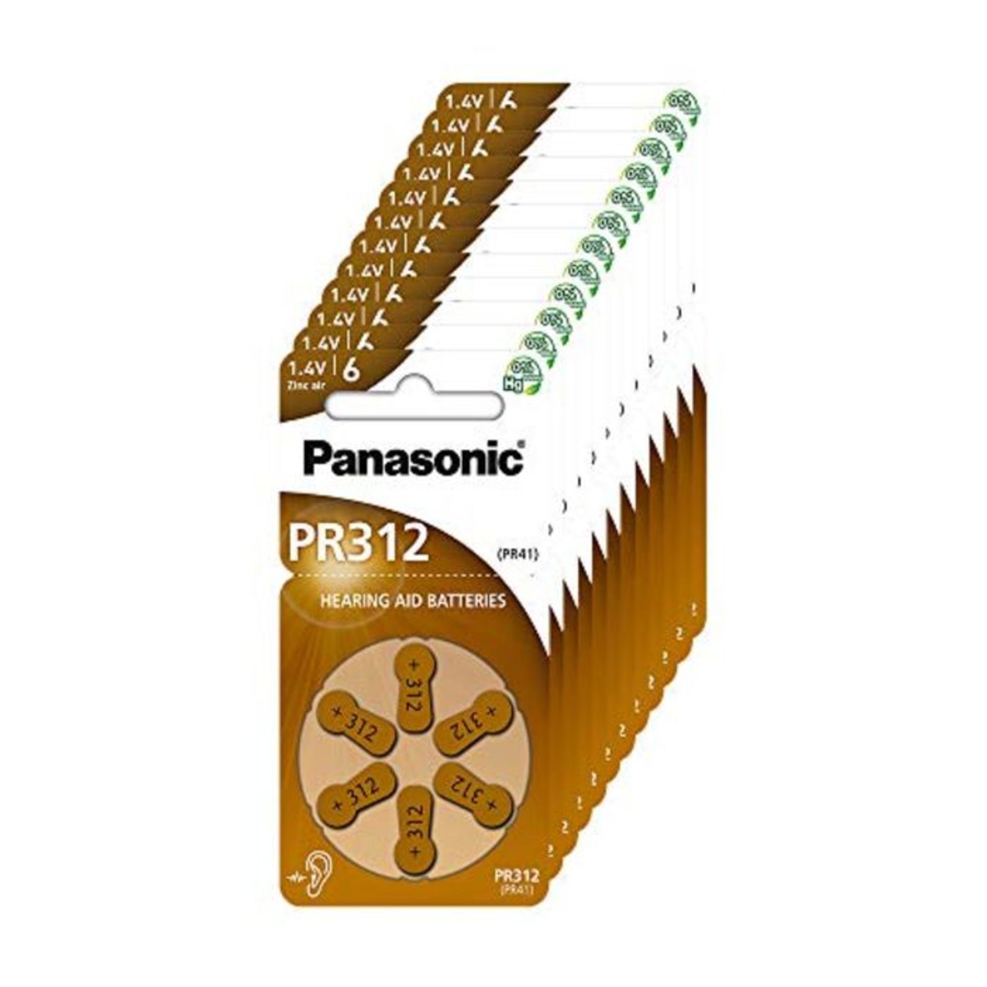 Panasonic PR312 Batterie zinco-aria per apparecchi acustici, Tipo 312, 1.4V, Batterie