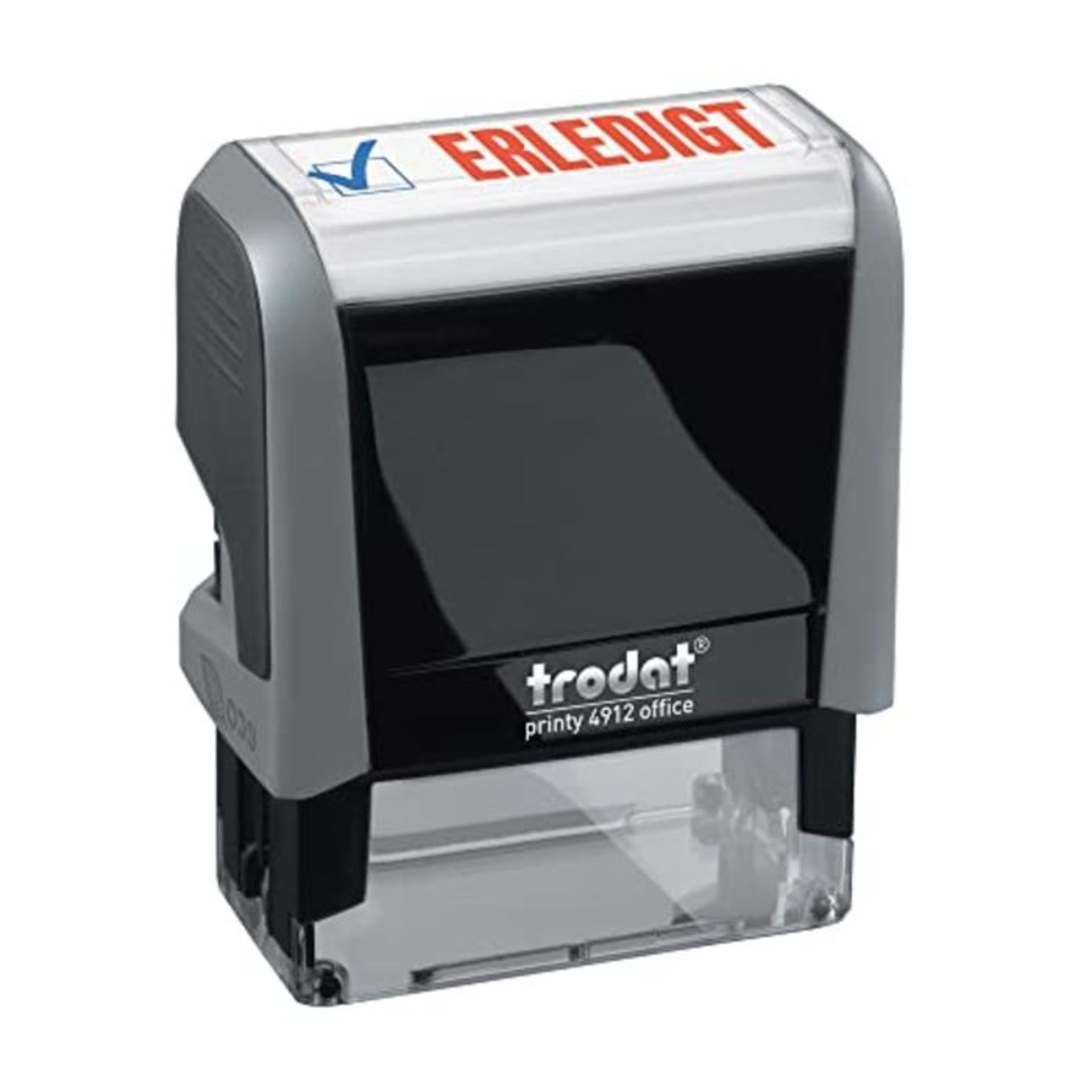 Trodat Office Printy 4912 Stamp 'Erledigt' (Completed) Ready-for-Use - Grey [German La