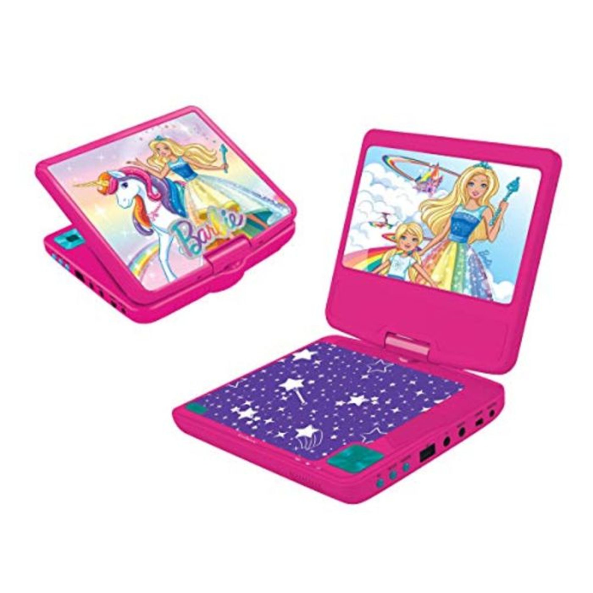 RRP £76.00 Lexibook DVDP6BB Barbie Tragbarer DVD-Spieler, 7" LCD, 2 Lautsprecher, Akku, pink
