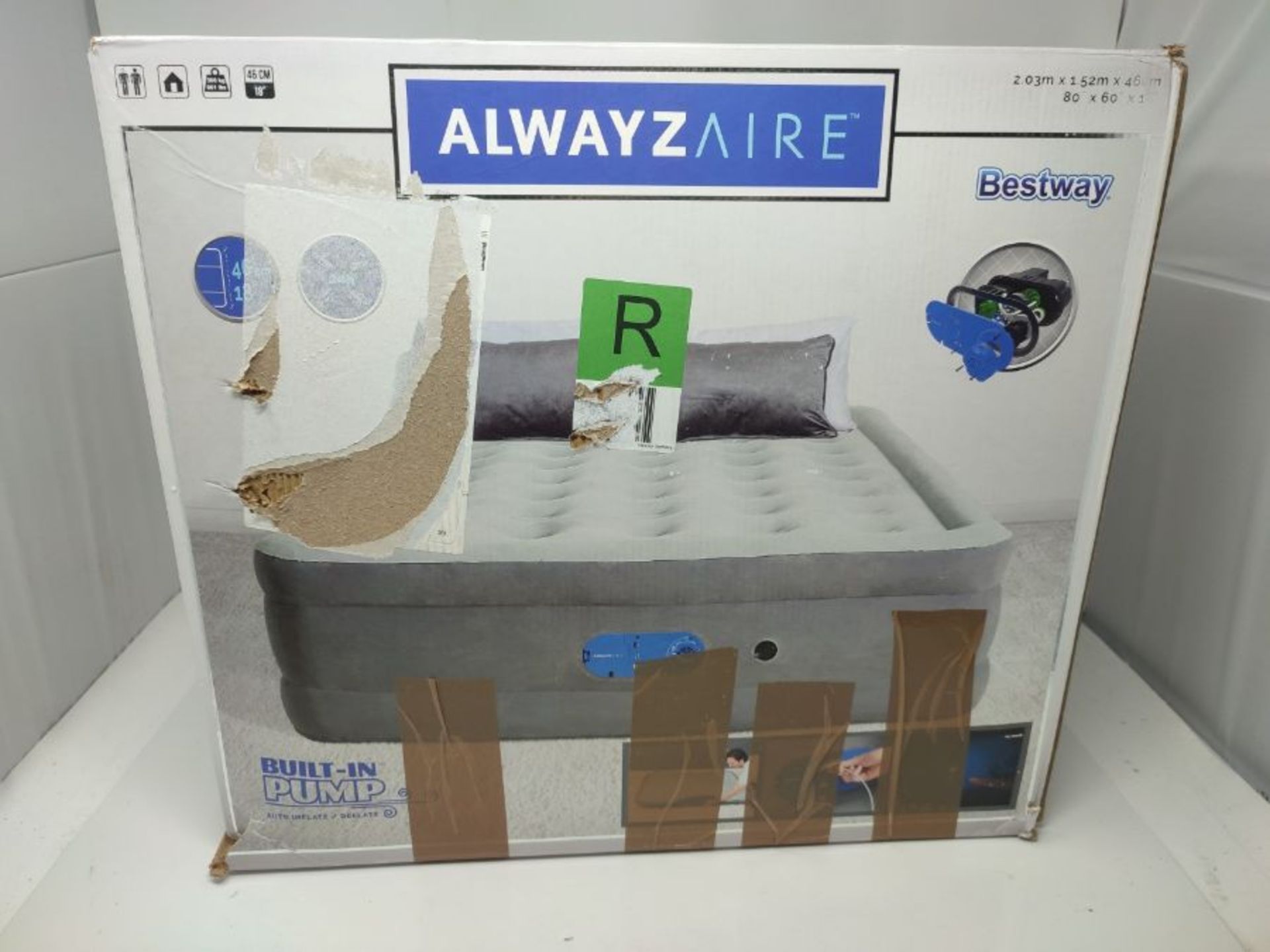 RRP £88.00 Bestway Inflatable Mattress Single 203 x 152 x 46 cm multi-coloured - Image 2 of 3