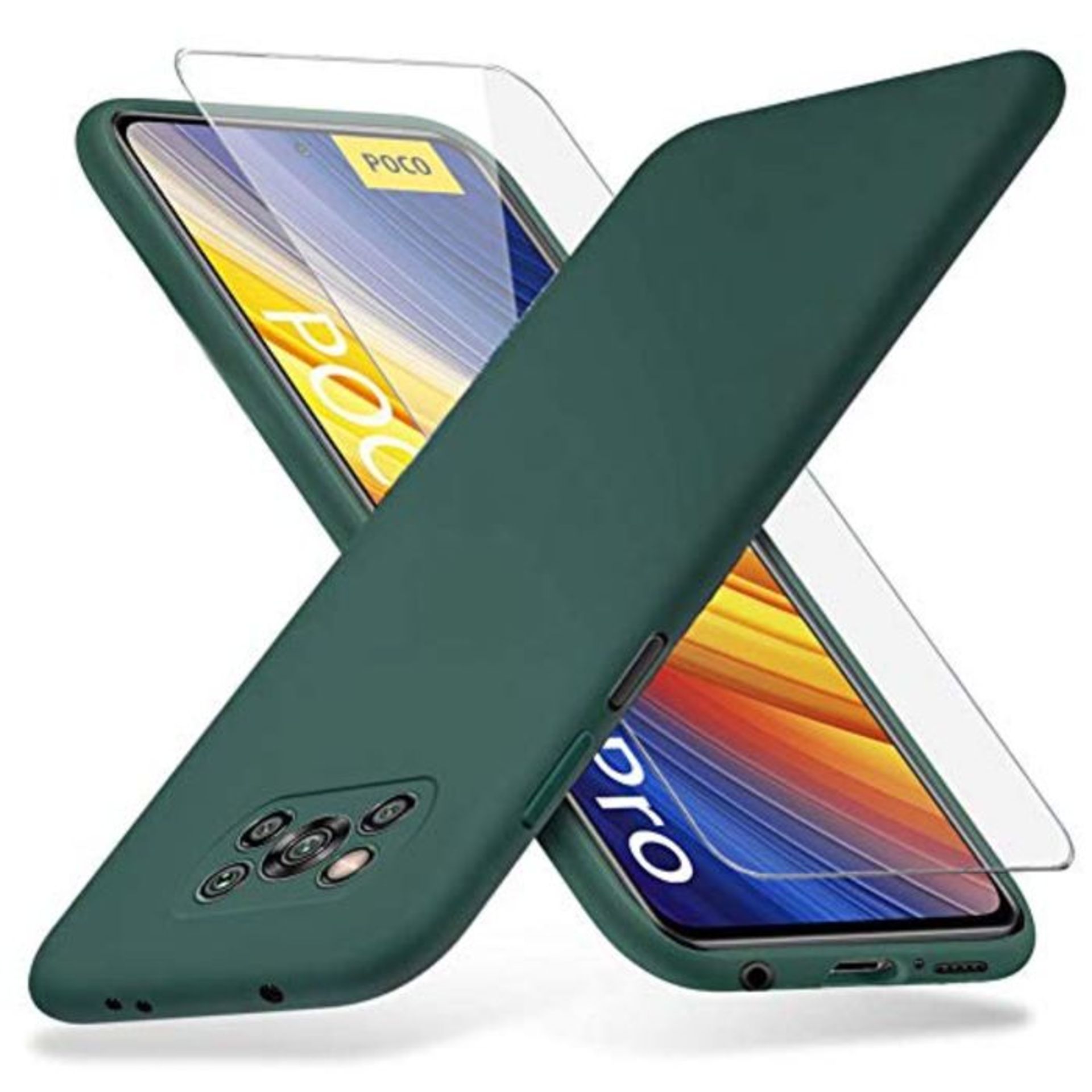Richgle Compatible with Xiaomi Poco X3 Pro/Poco X3 NFC Case & Tempered Glass Screen Pr